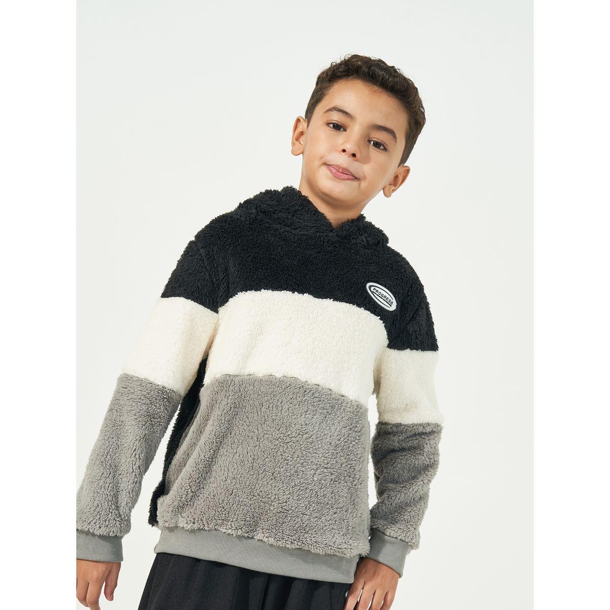 Styli Boys Patch Detail Colorblock Fax Fuzzy Hoodie-boys-clothing-winterwear-sweatshirts-image-1