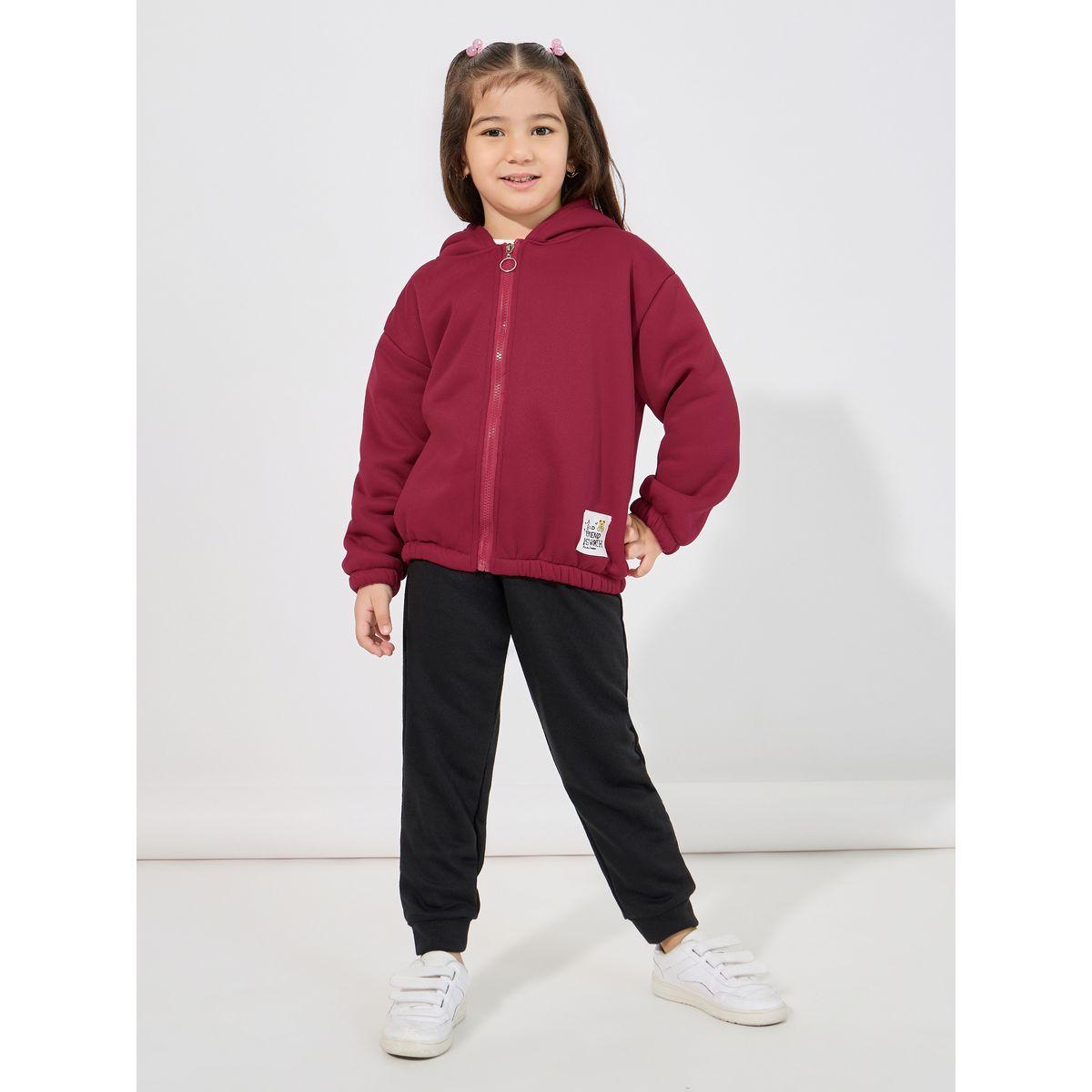 Styli Patched Detail Plush Thermal Lined Zipper Hoodie-girls-clothing-sweatshirts-image-2