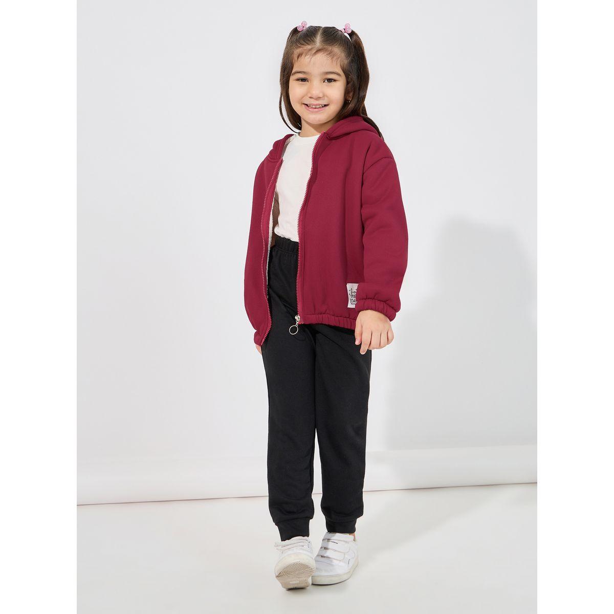 Styli Patched Detail Plush Thermal Lined Zipper Hoodie-girls-clothing-sweatshirts-image-3