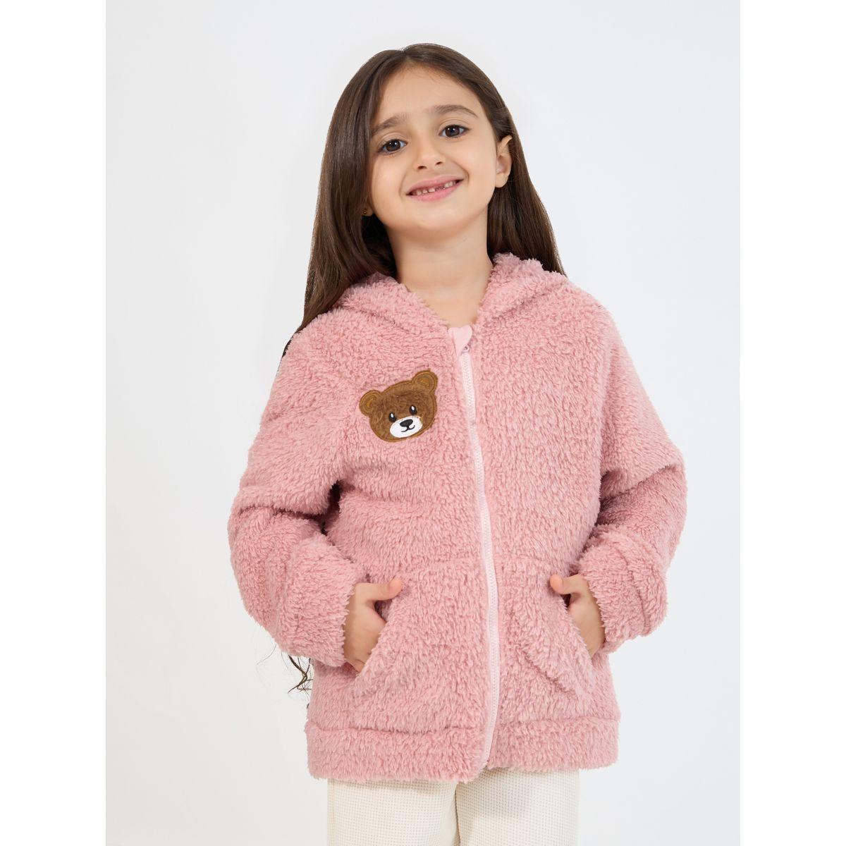 هودي بسحَّاب غلق وشارة بنمط دب-girls-clothing-winterwear-sweatshirts-image-1