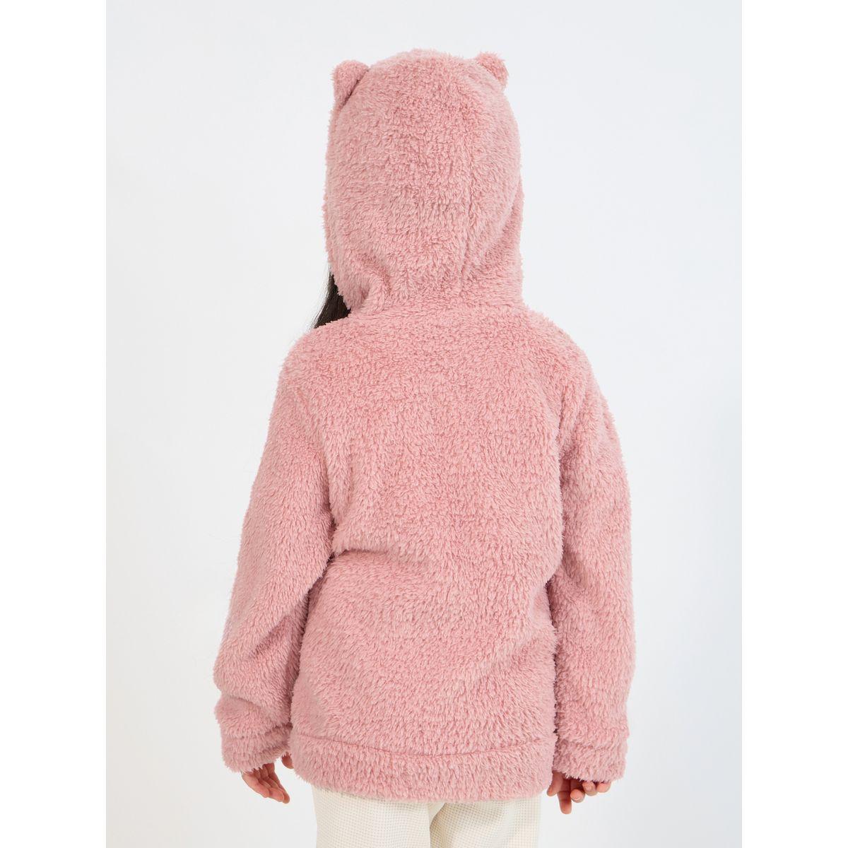Styli Bear Patch Detail Plush Thermal Hoodie-girls-clothing-winterwear-sweatshirts-image-4