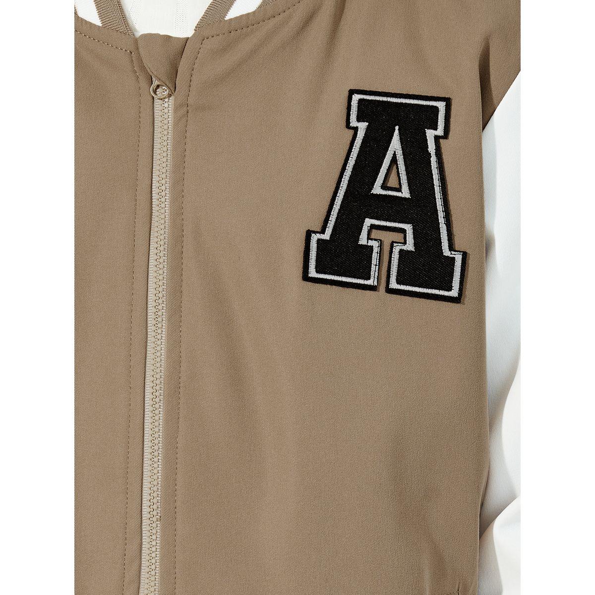 Styli Patch Work Detail Contrast Sleeves Striped Trim Varsity Jacket-boys-clothing-jacketsandcoats-image-3