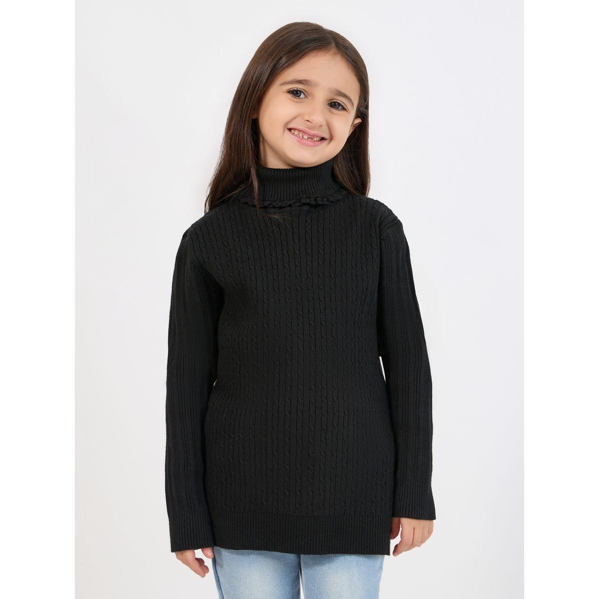 Styli Knitted Turtleneck Lace Trim Detail Sweater-girls-clothing-jumpersandcardigans-image-1