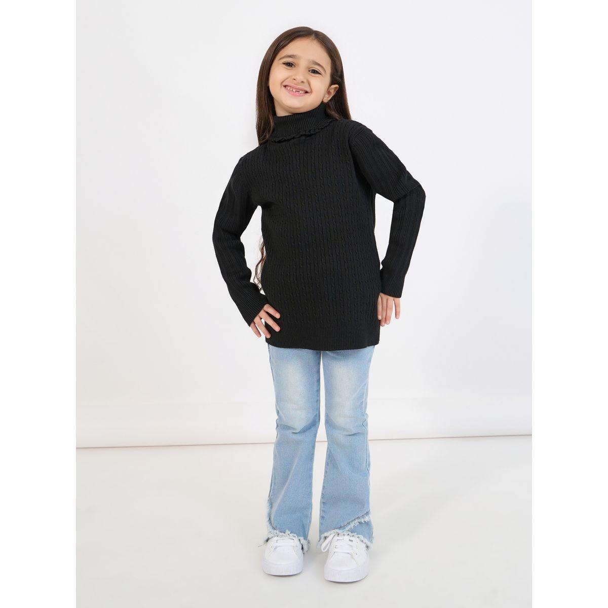 Styli Knitted Turtleneck Lace Trim Detail Sweater-girls-clothing-jumpersandcardigans-image-2