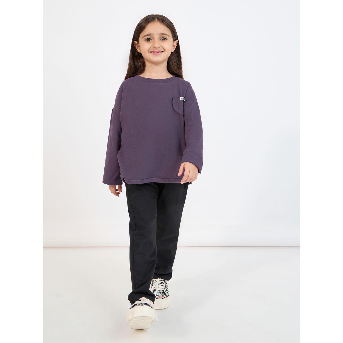 Styli Pocket Front Long Sleeve T-Shirt-girls-clothing-tshirts-image-2