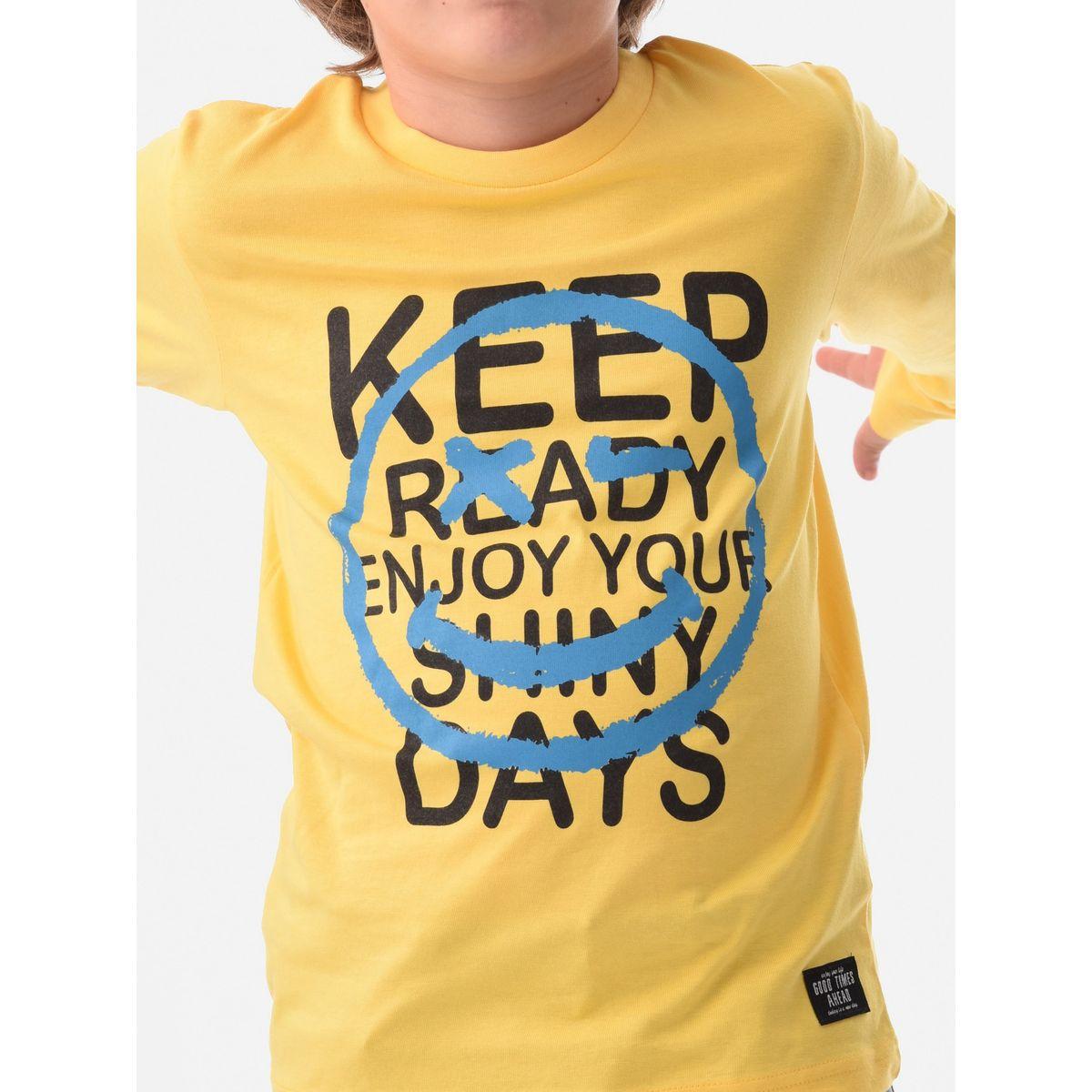 تيشيرت مطبع بكتابة وأكمام طويلة أورباسي × ستايلي-boys-clothing-tshirtsandpolos-image-3