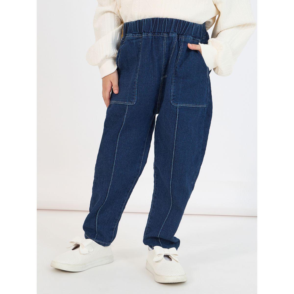 جينز بقصة مستدقة وجيوب بنمط مربع-girls-clothing-bottoms-jeansandjeggings-image-1