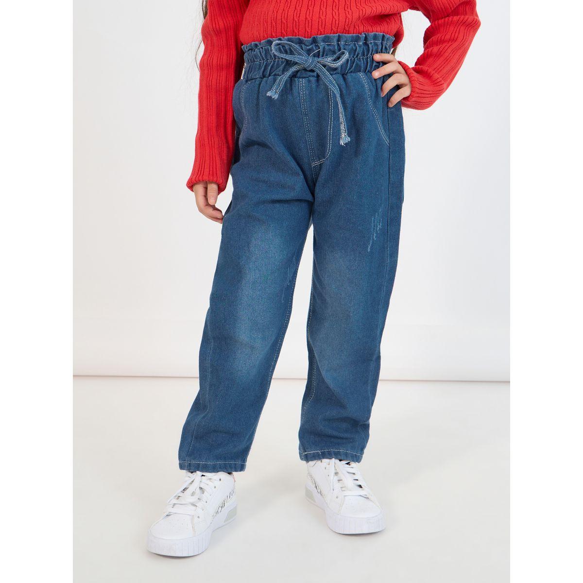 Styli Wash Tapered High Rise Jeans with Pockets-girls-clothing-bottoms-jeansandjeggings-image-1