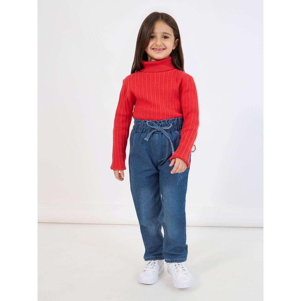 Styli Wash Tapered High Rise Jeans with Pockets-girls-clothing-bottoms-jeansandjeggings-image-2