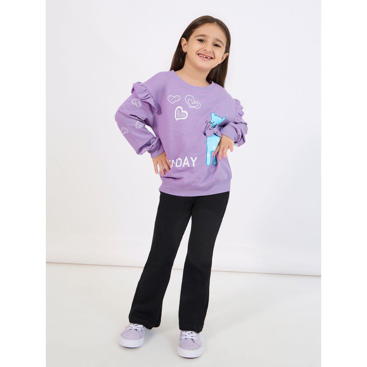 Styli Graphic Print Bow Detail Sweatshirt-girls-clothing-winterwear-sweatshirts-image-2