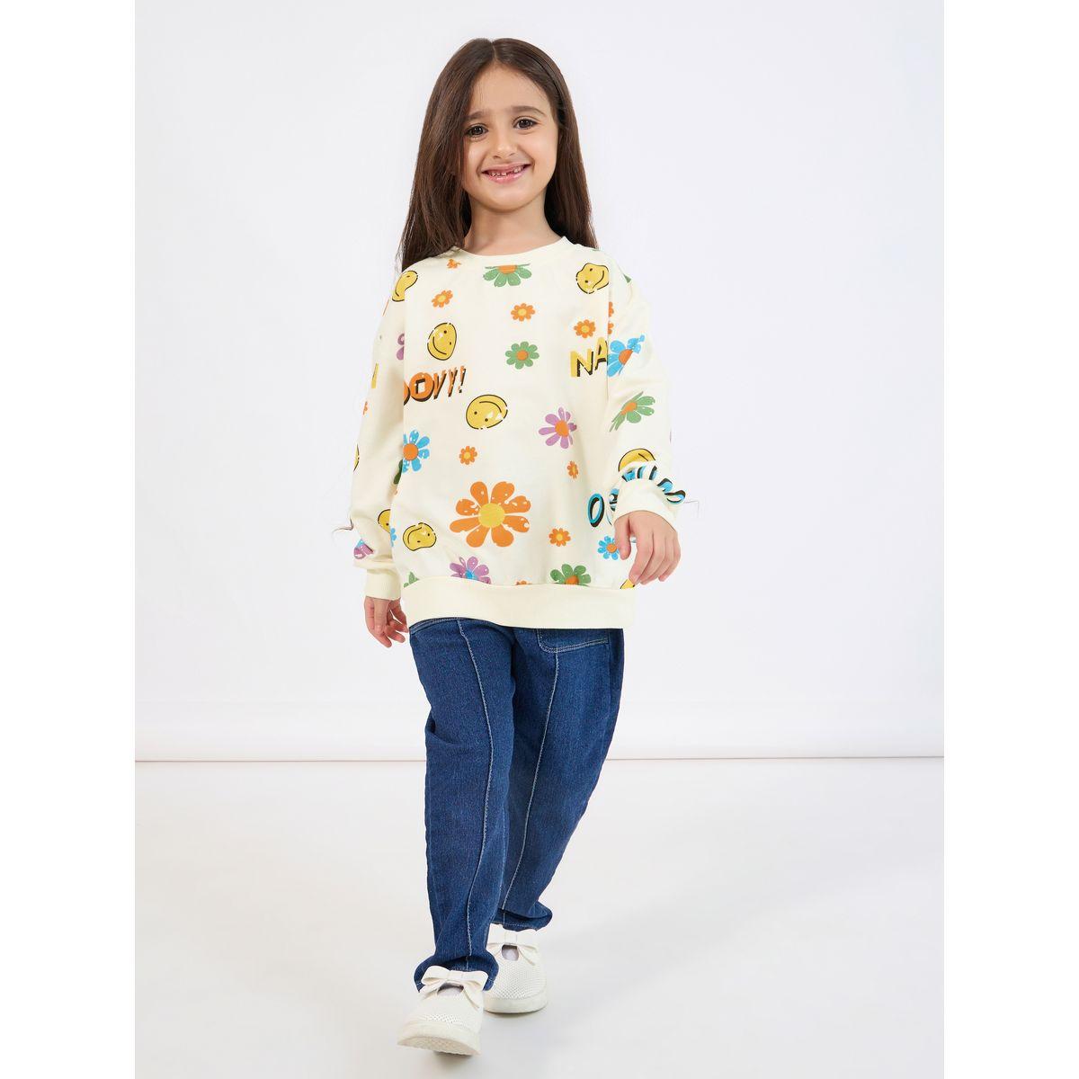 سويت شيرت فضفاض مطبع بالكامل-girls-clothing-winterwear-sweatshirts-image-2