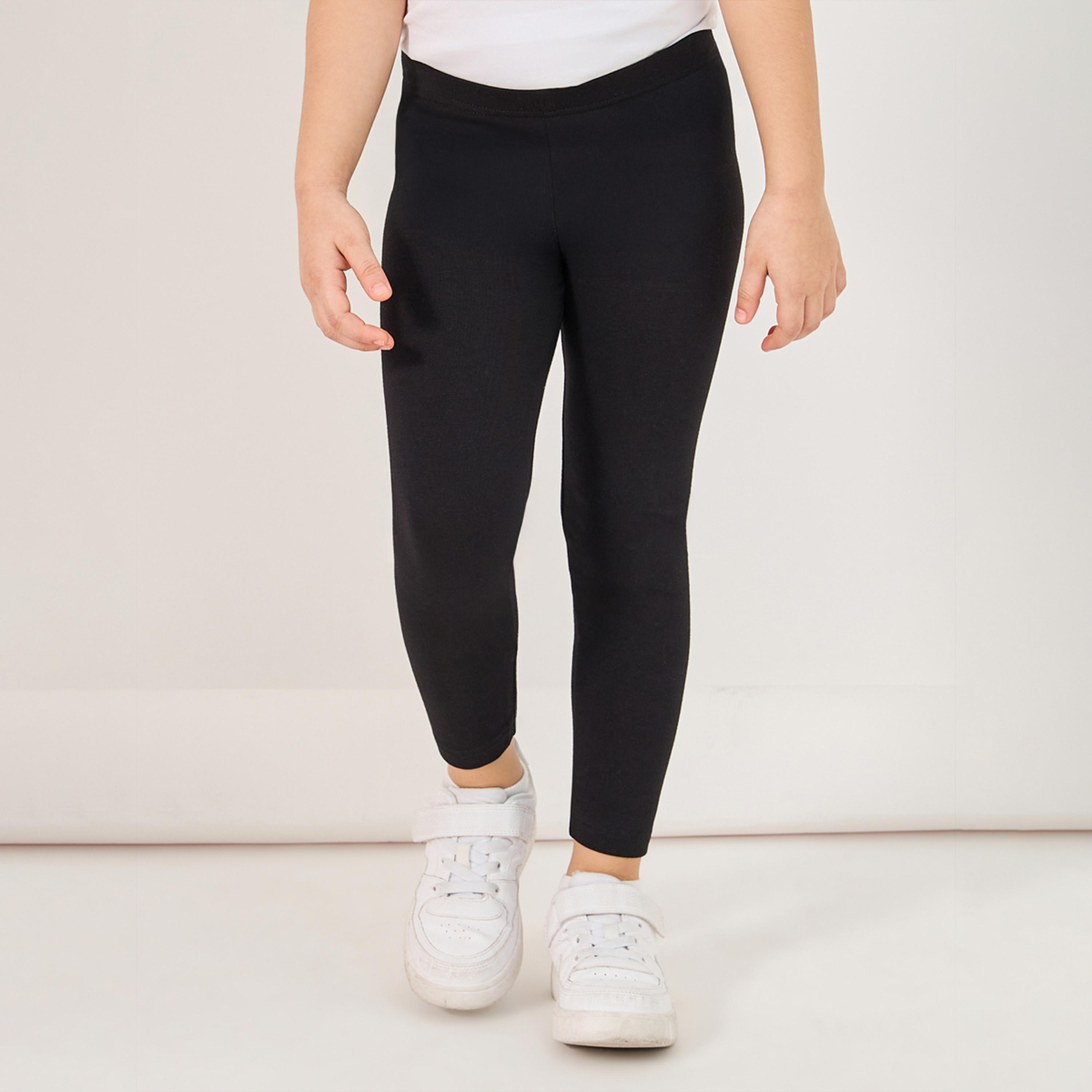 ستايلي - ليقنز سادة من القطن بحزام خصر مطاطي-girls-clothing-bottoms-leggings-image-1