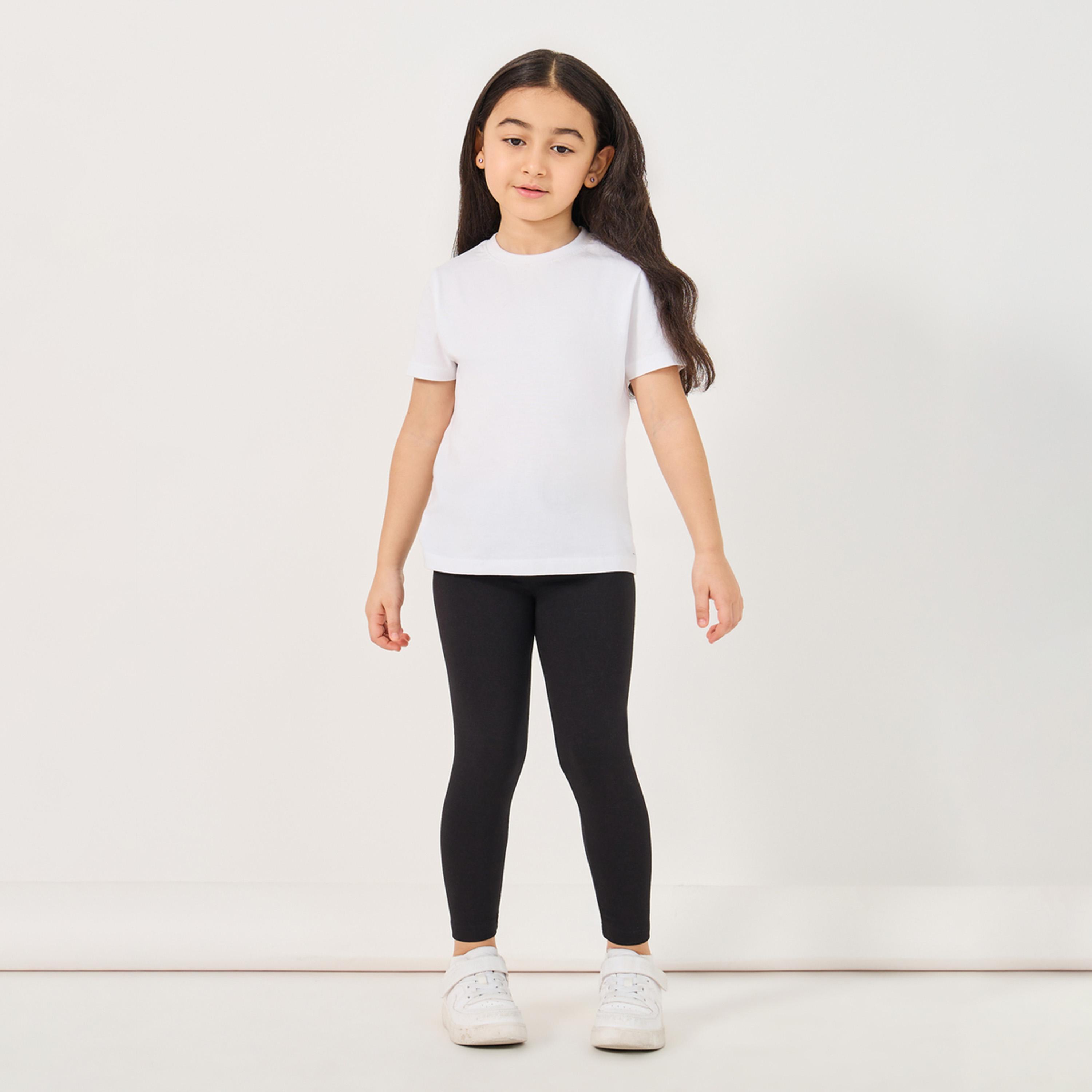 ستايلي - ليقنز سادة من القطن بحزام خصر مطاطي-girls-clothing-bottoms-leggings-image-2