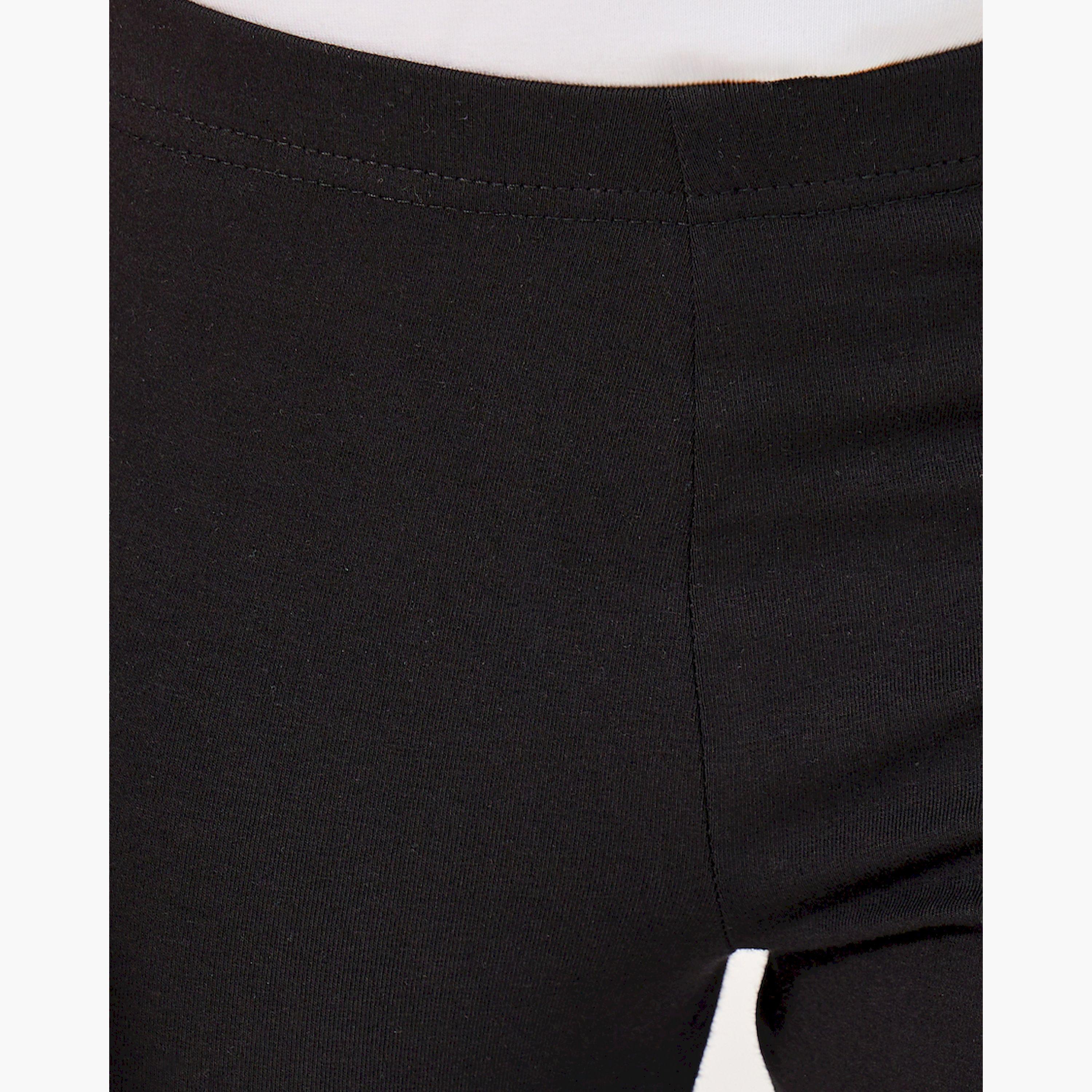 Styli Solid Elastic Waistband Cotton Leggings-girls-clothing-bottoms-leggings-image-3