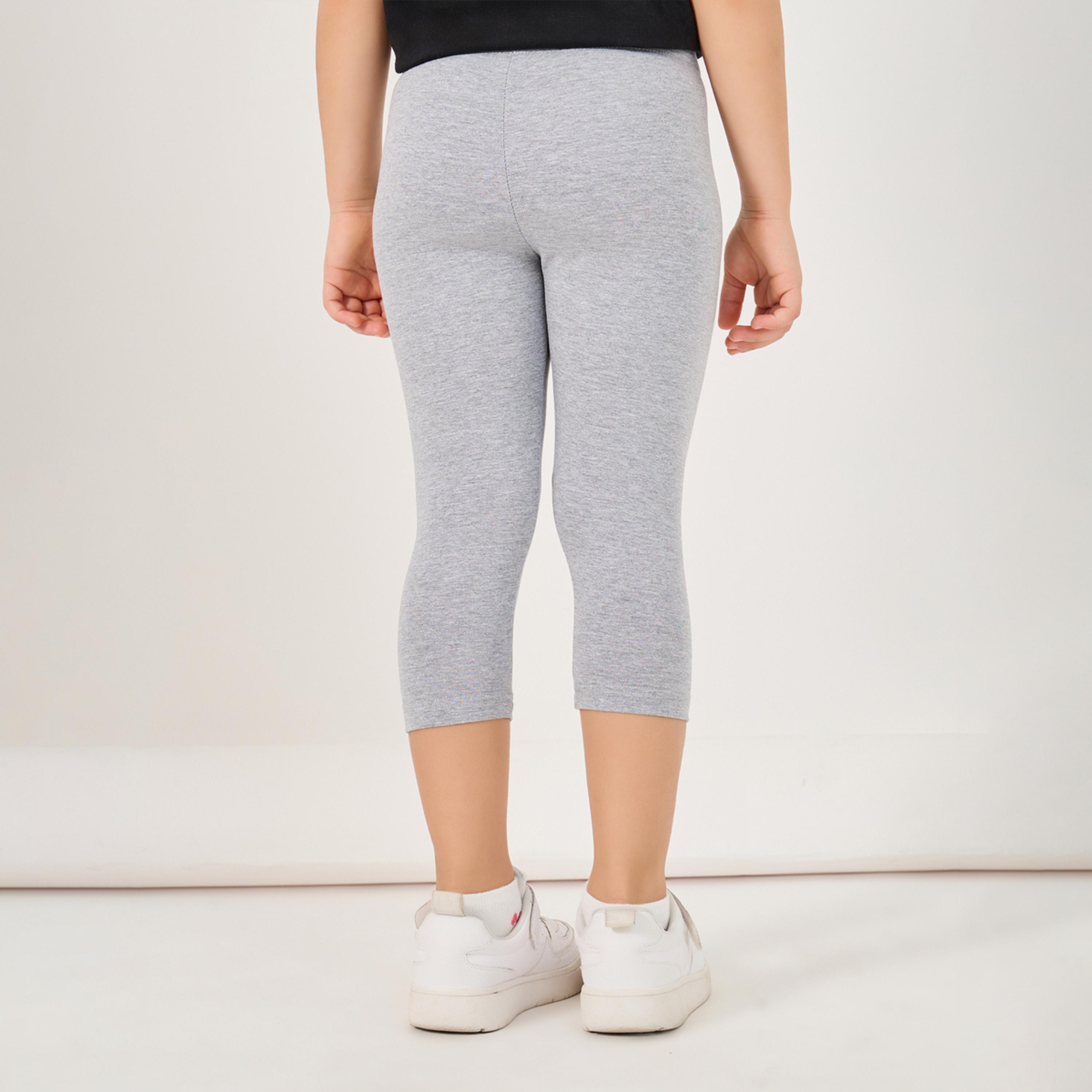 Styli Solid Elastic Waistband Cotton Leggings-girls-clothing-bottoms-leggings-image-4
