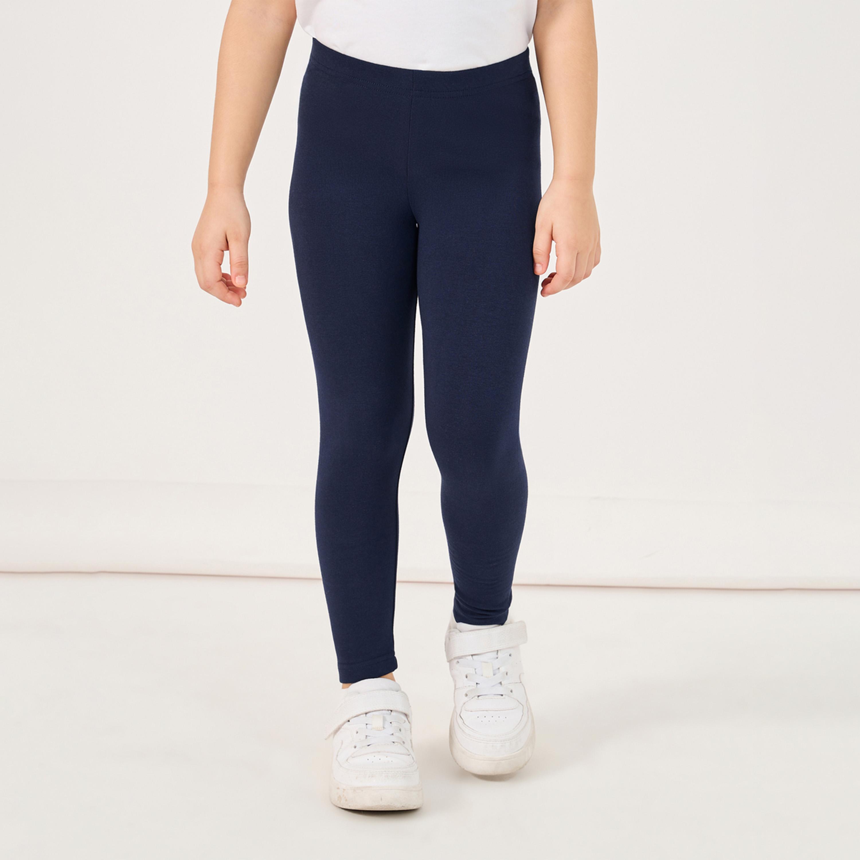 ستايلي - ليقنز سادة من القطن بحزام خصر مطاطي-girls-clothing-bottoms-leggings-image-1