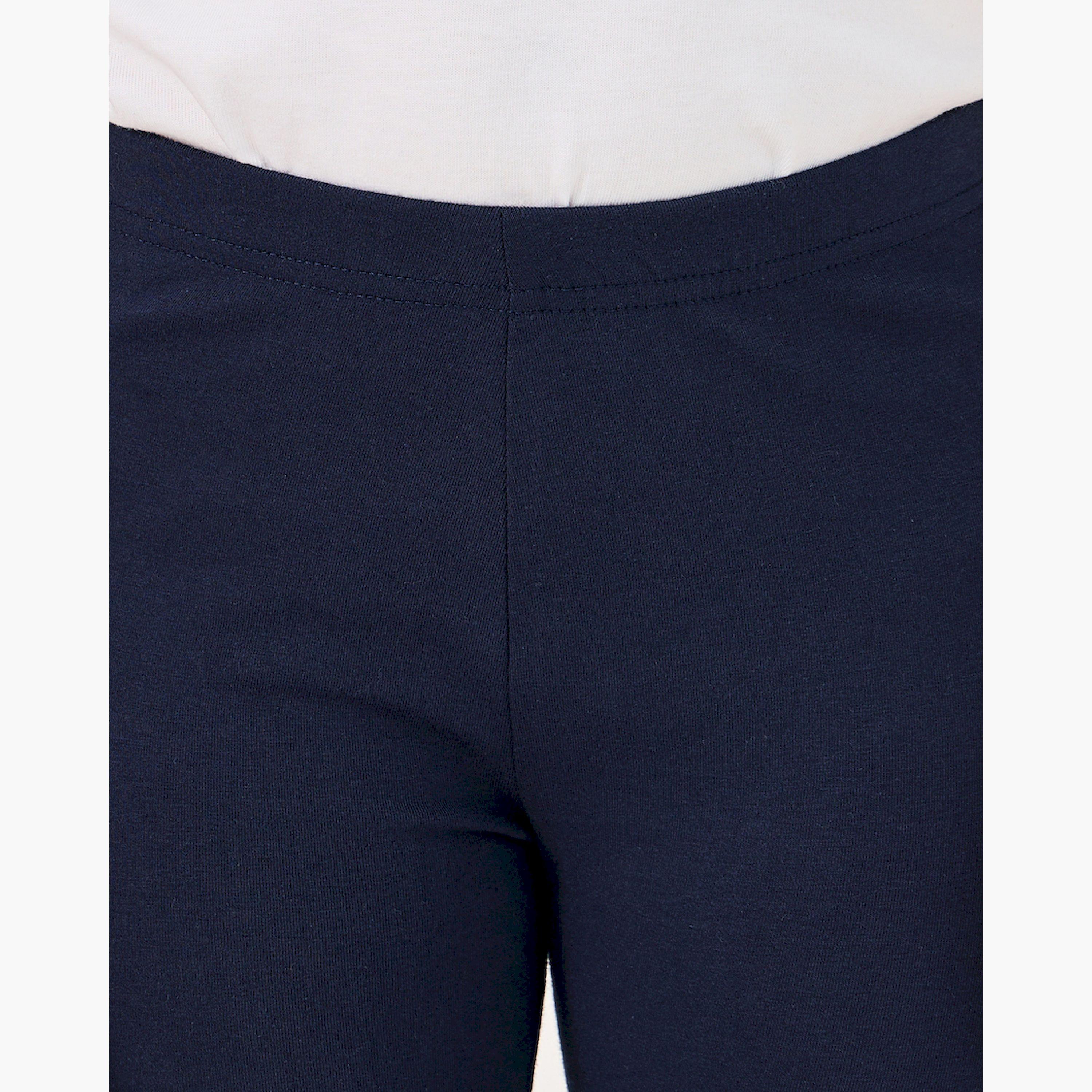 Styli Solid Elastic Waistband Cotton Leggings-girls-clothing-bottoms-leggings-image-3
