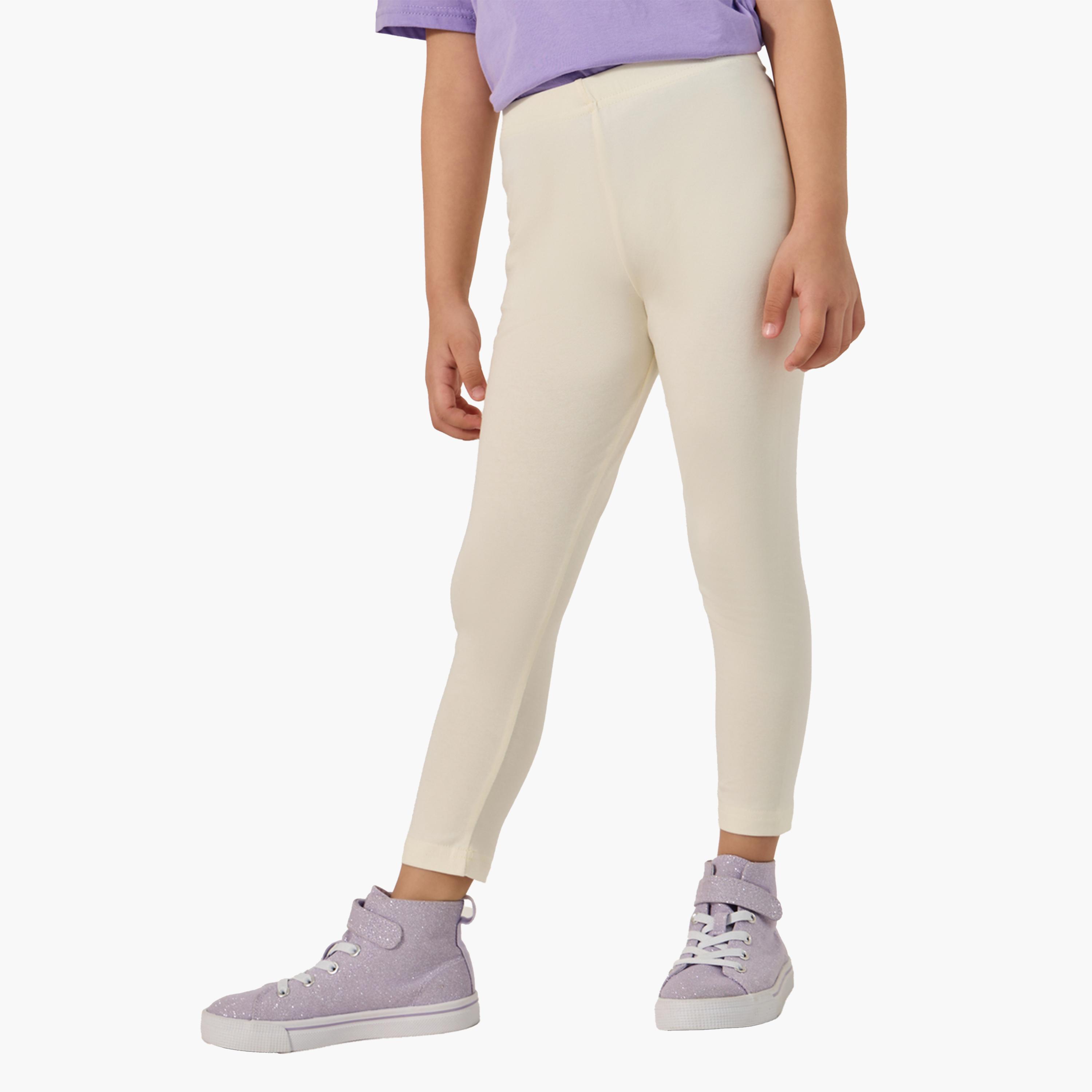 ستايلي - ليقنز قطن سادة بحزام خصر مطاطي-girls-clothing-bottoms-leggings-image-1