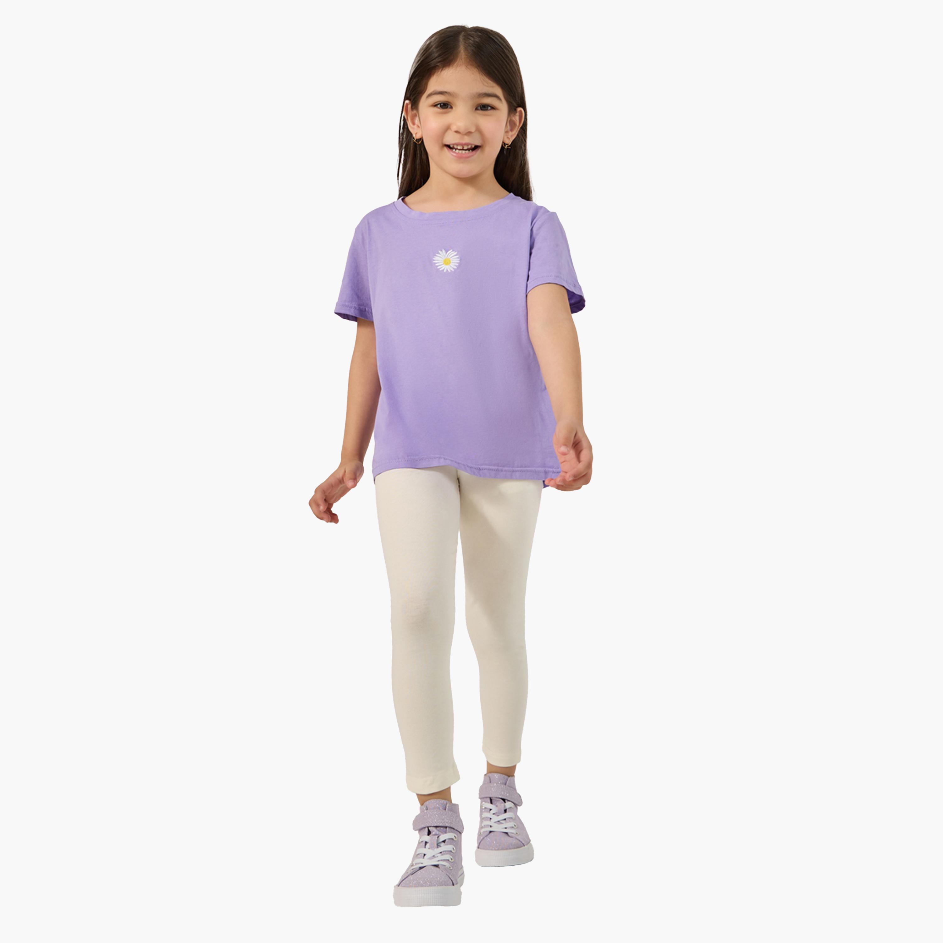 ستايلي - ليقنز قطن سادة بحزام خصر مطاطي-girls-clothing-bottoms-leggings-image-2