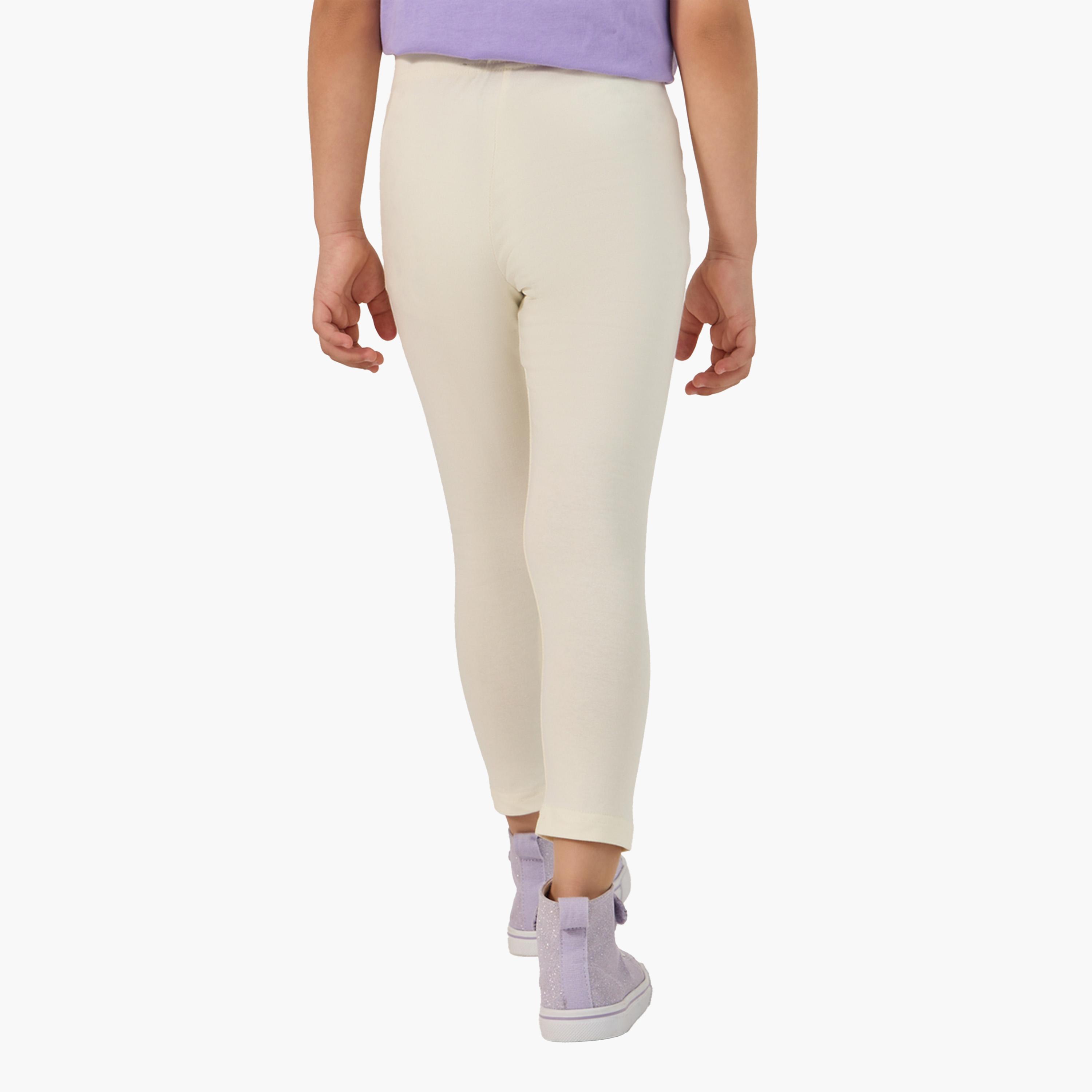 Styli Solid Elastic Waistband Cotton Leggings-girls-clothing-bottoms-leggings-image-4