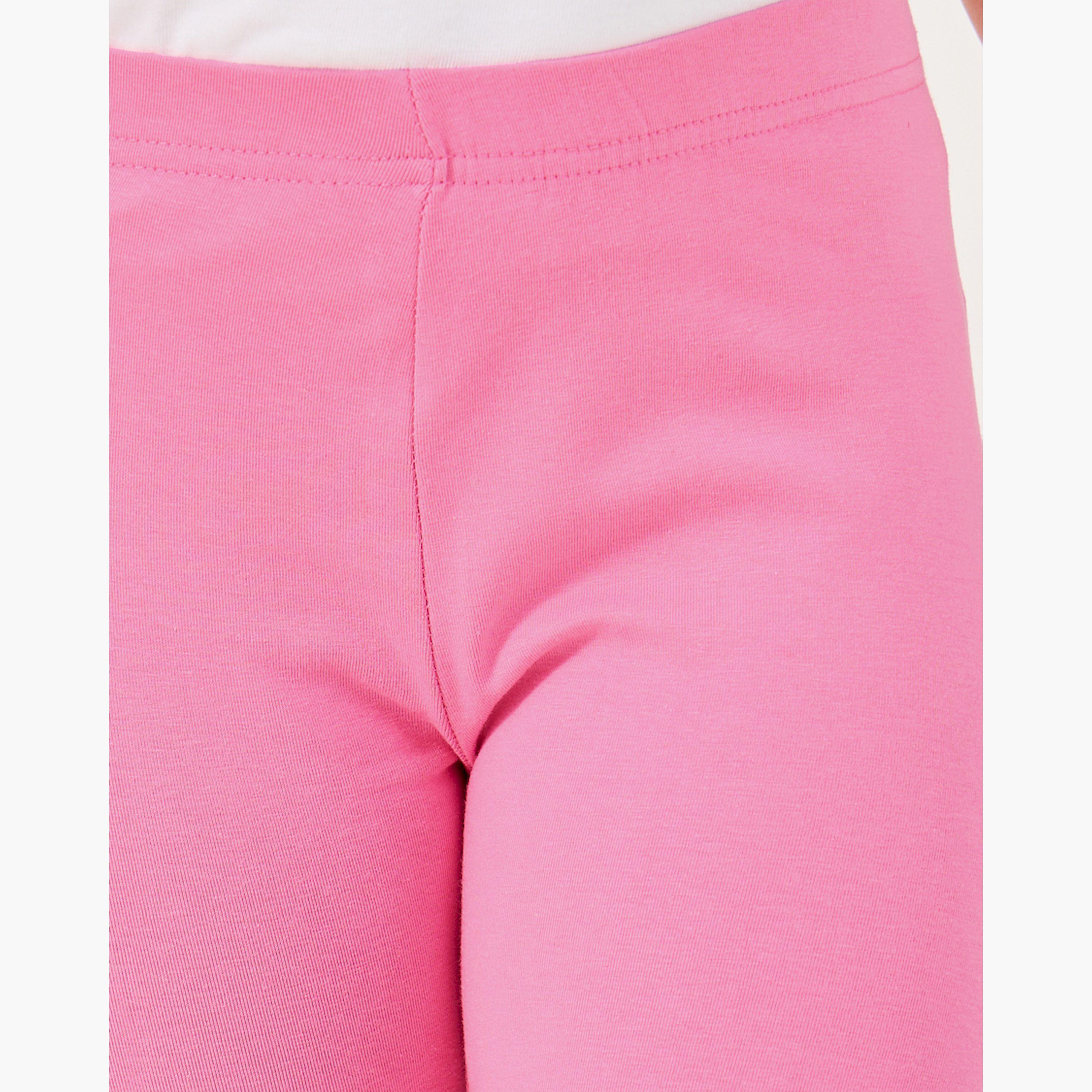 Styli Solid Elastic Waistband Cotton Leggings-girls-clothing-bottoms-leggings-image-3
