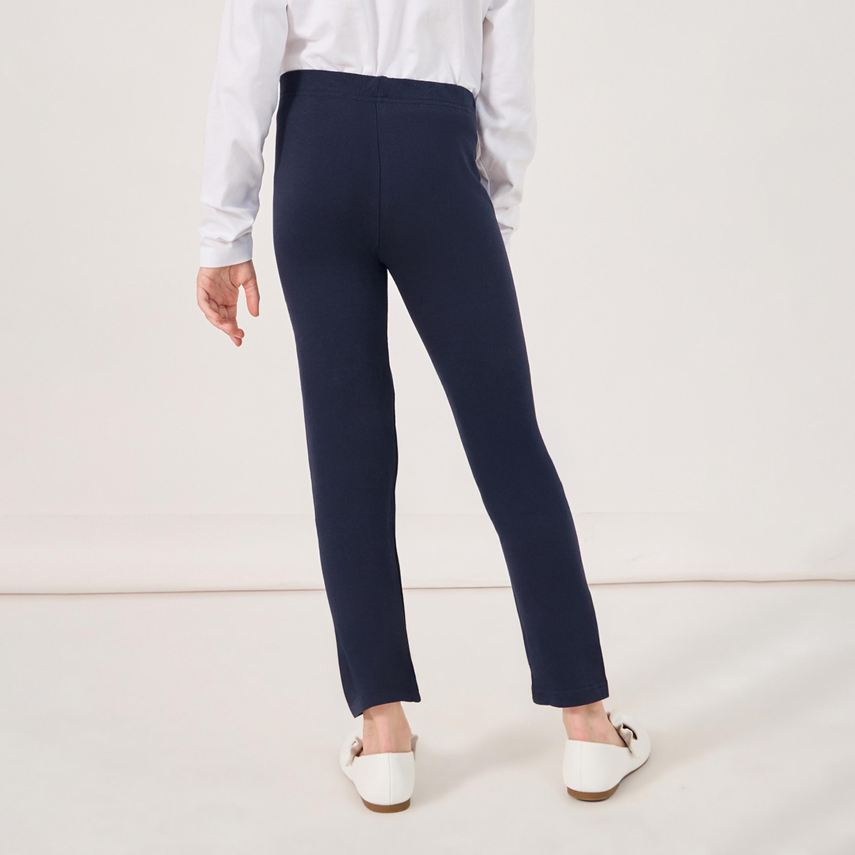 Styli Solid Elastic Waistband Leggings-girls-clothing-bottoms-leggings-image-4