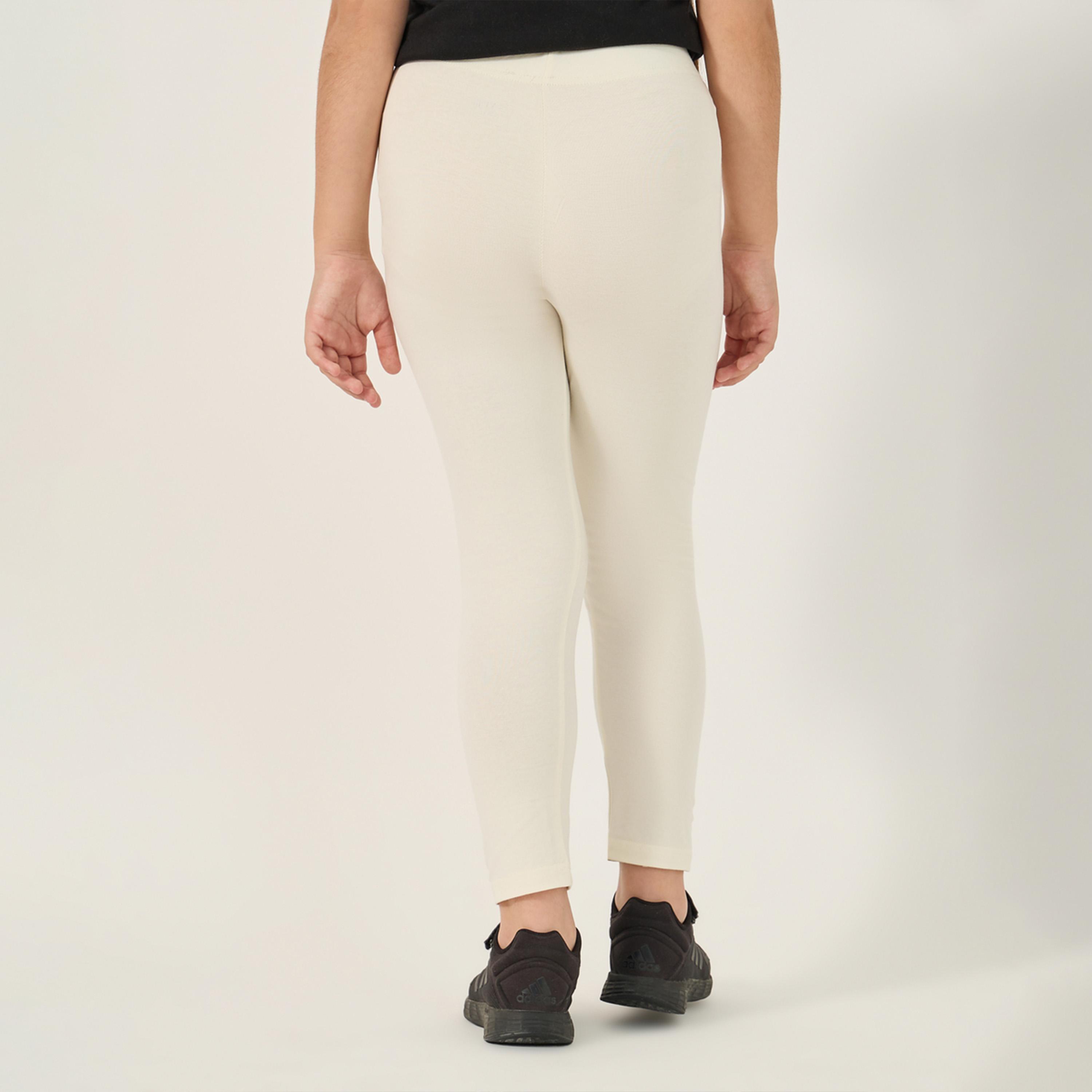Styli Solid Elastic Waistband Leggings-girls-clothing-bottoms-leggings-image-4