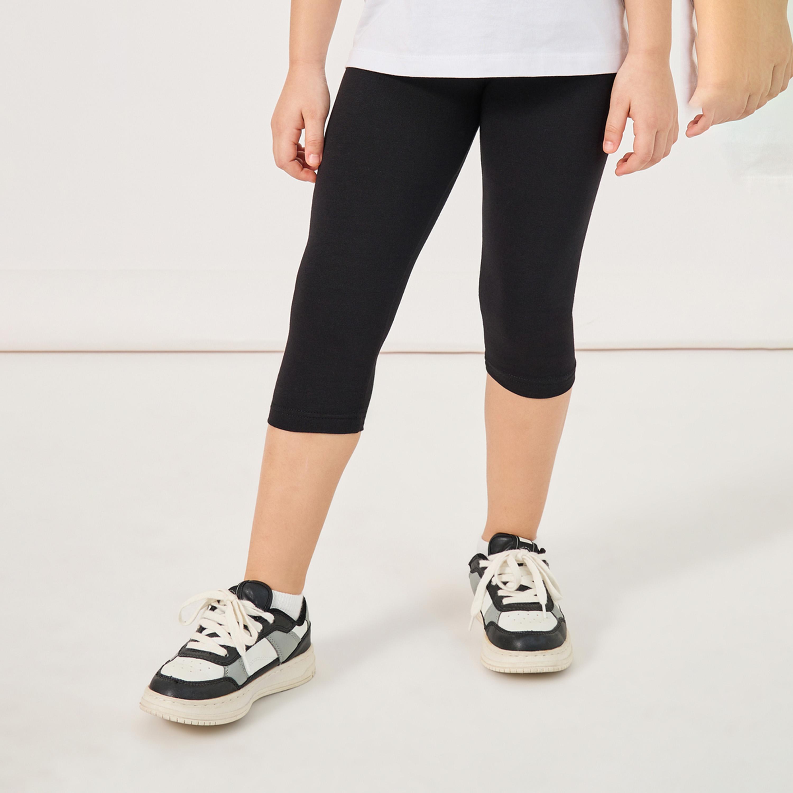 Styli Elastic Waistband Basic Capri Length Leggings-girls-clothing-bottoms-leggings-image-1