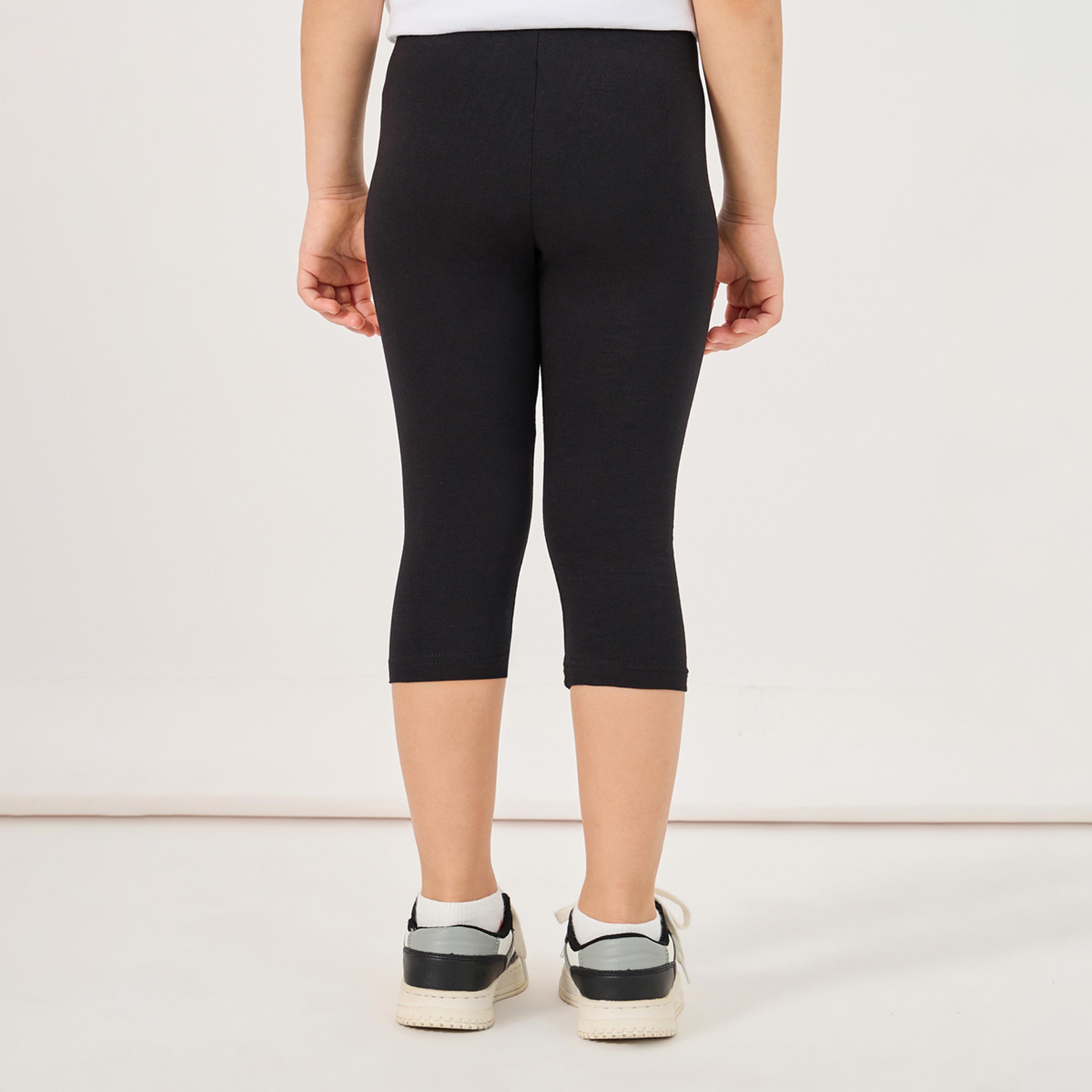 Styli Elastic Waistband Basic Capri Length Leggings-girls-clothing-bottoms-leggings-image-4