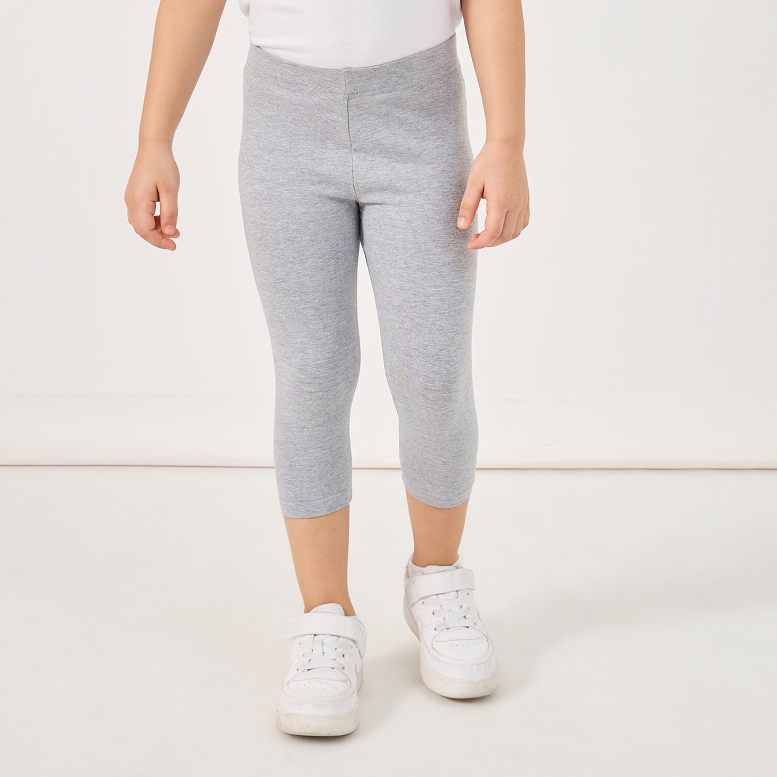 Styli Elastic Waistband Basic Capri Length Leggings-girls-clothing-bottoms-leggings-image-1
