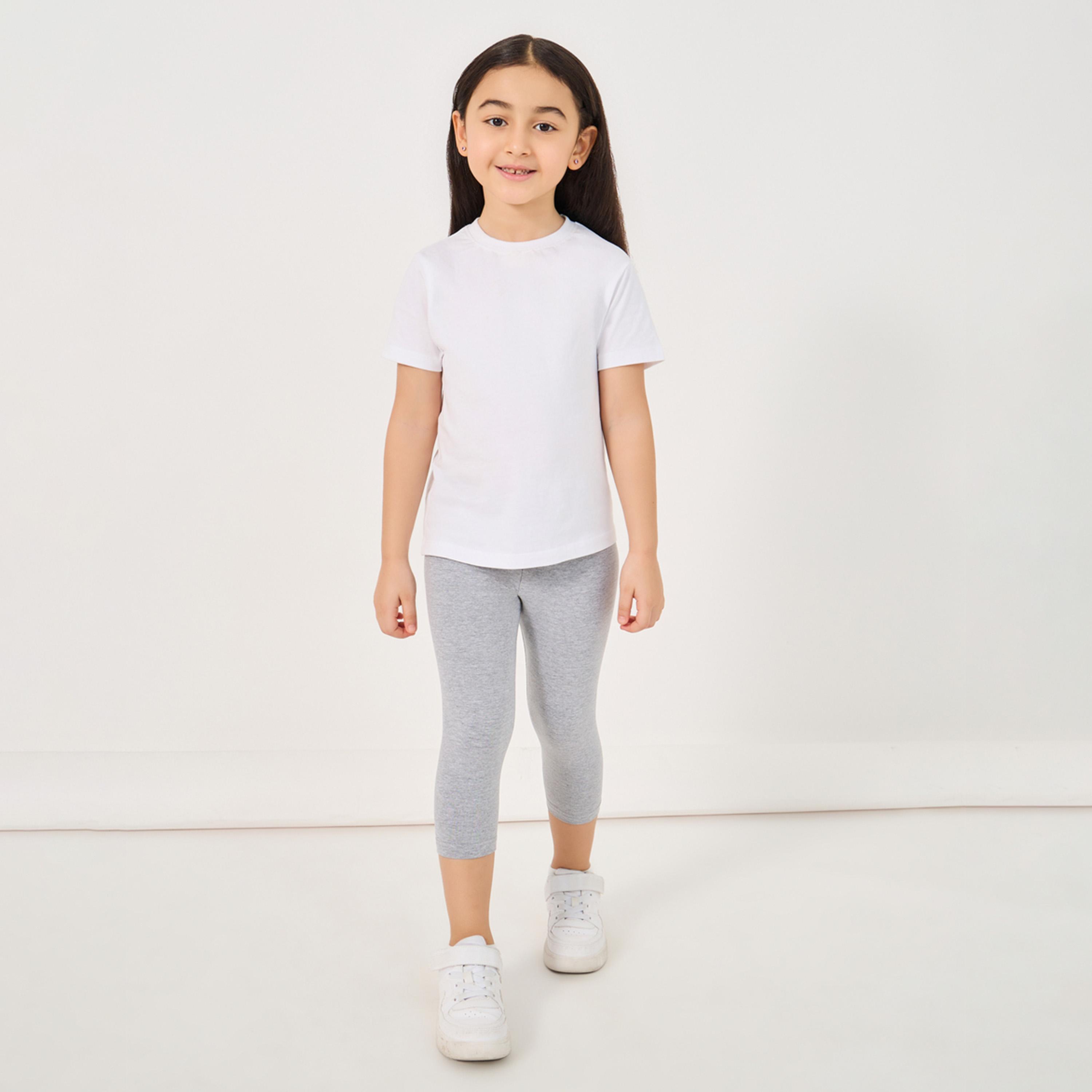 Styli Elastic Waistband Basic Capri Length Leggings-girls-clothing-bottoms-leggings-image-2