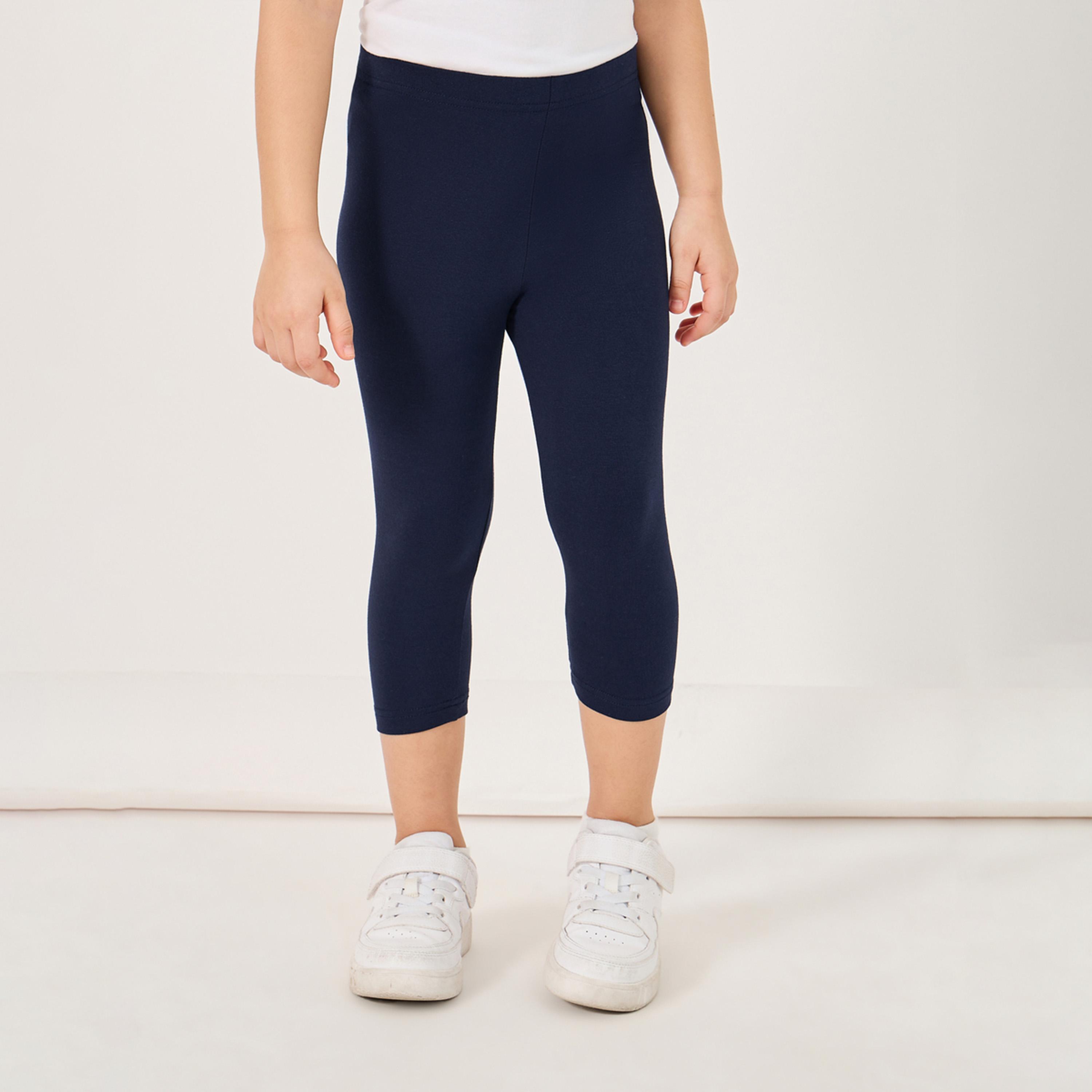Styli Elastic Waistband Basic Capri Length Leggings-girls-clothing-bottoms-leggings-image-1
