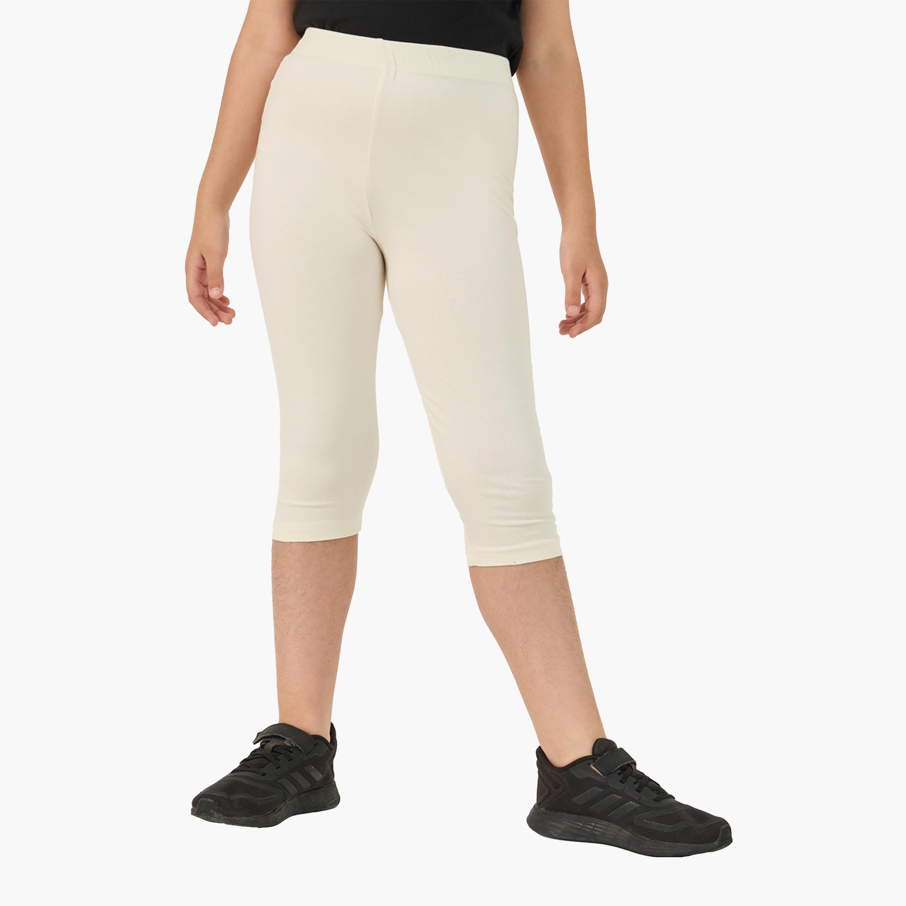 Styli Elastic Waistband Basic Capri Length Leggings-girls-clothing-bottoms-leggings-image-1