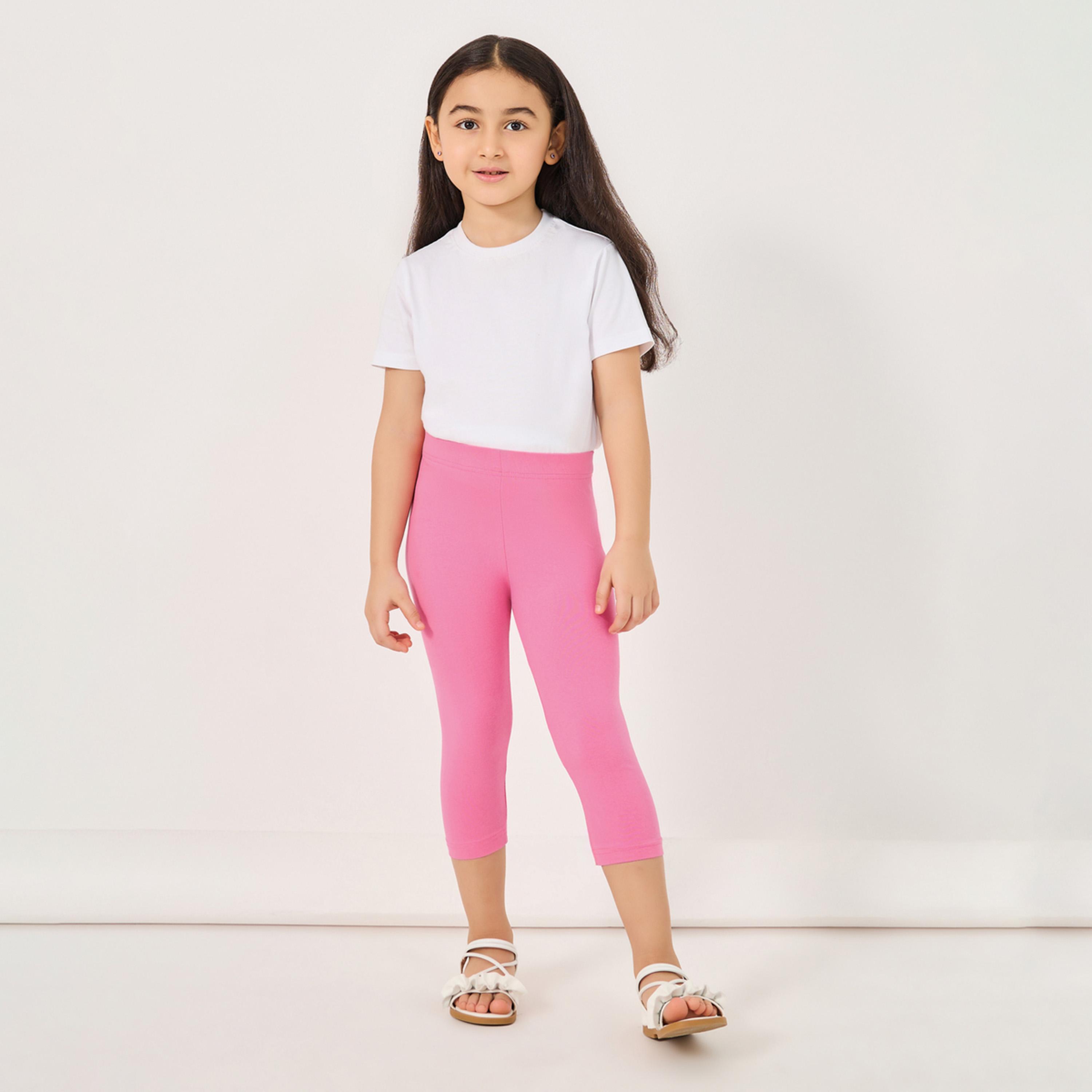 Styli Elastic Waistband Basic Capri Length Leggings-girls-clothing-bottoms-leggings-image-2