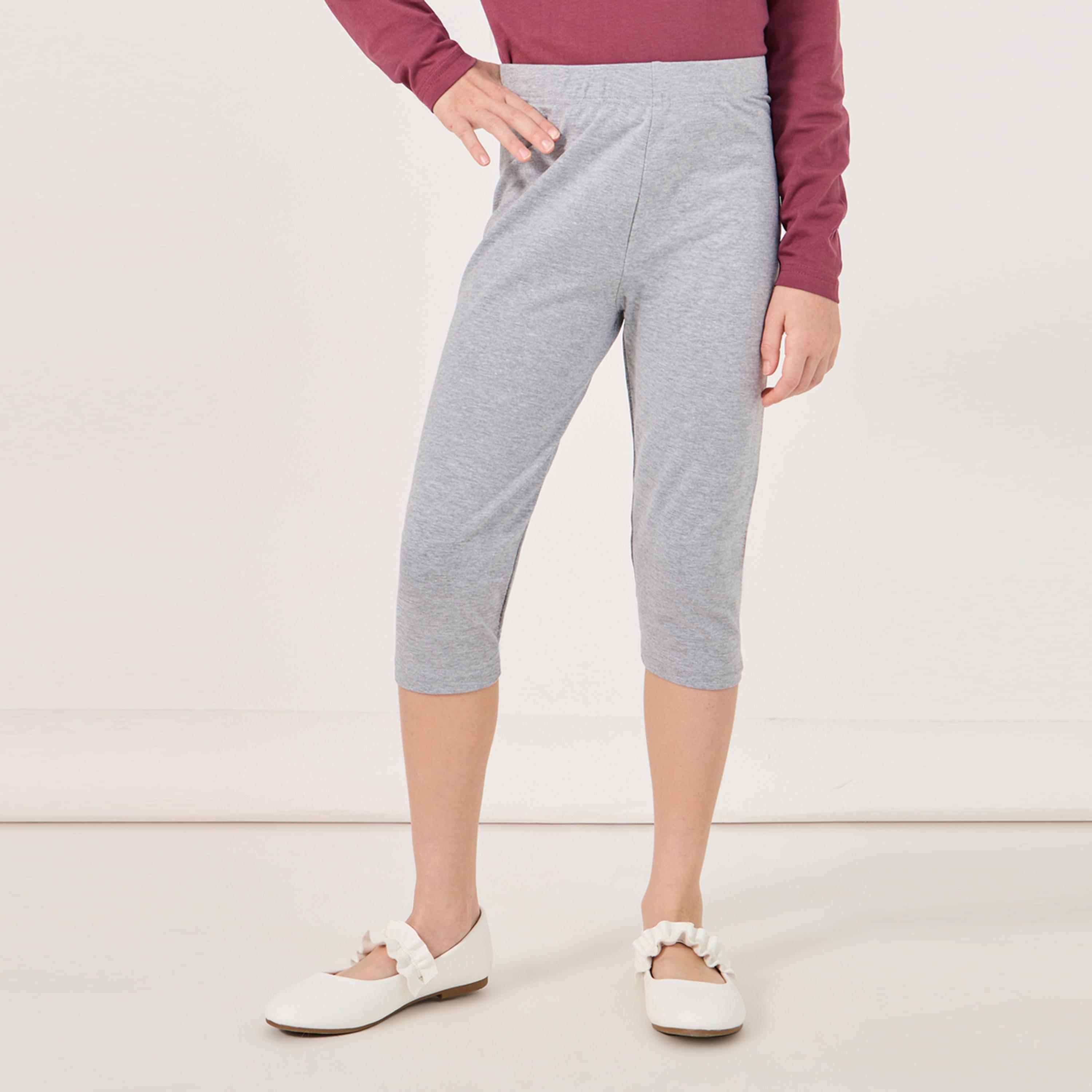 ستايلي - ليقنز برمودا سادة بحزام خصر مطاطي-girls-clothing-bottoms-leggings-image-1