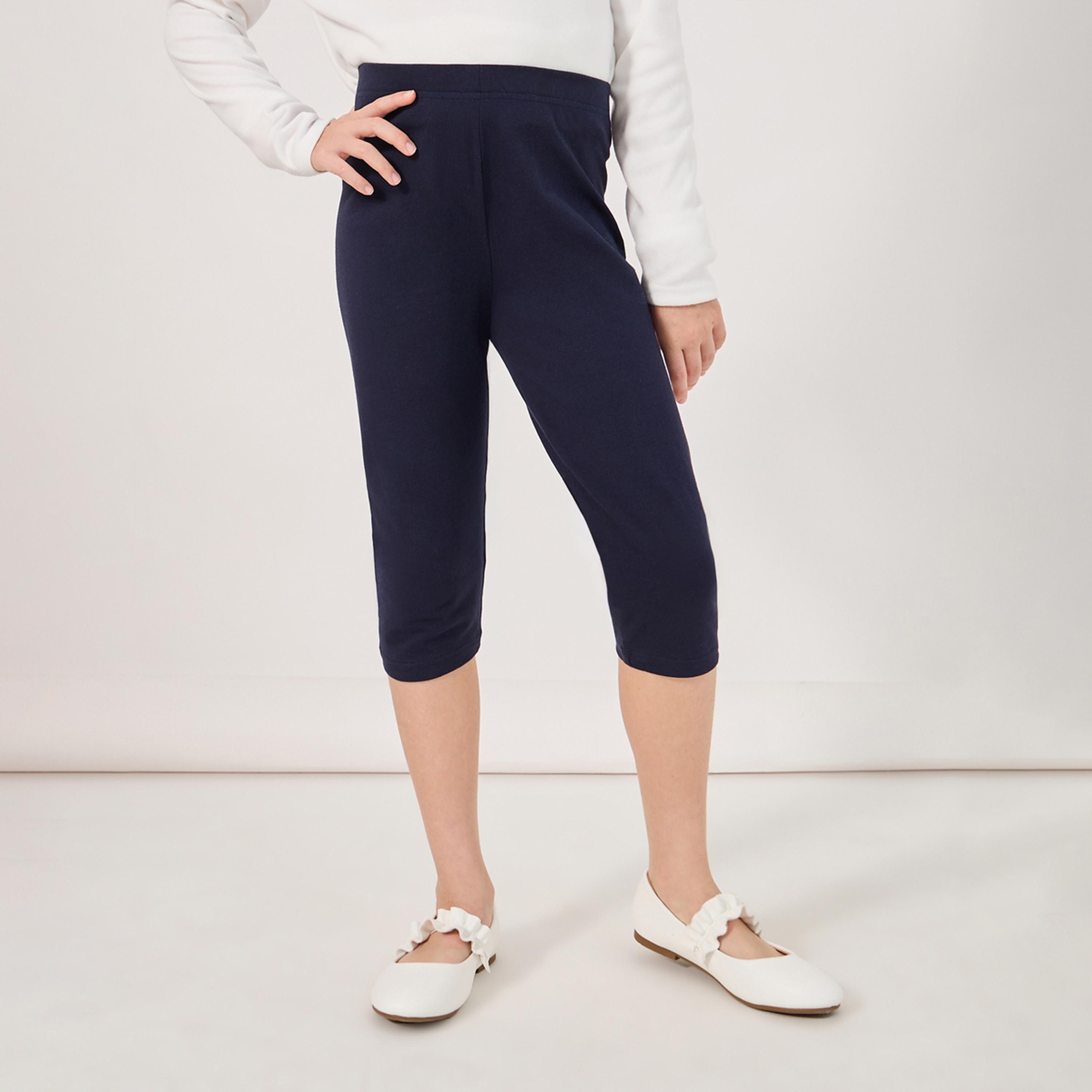 ستايلي - ليقنز برمودا سادة بحزام خصر مطاطي-girls-clothing-bottoms-leggings-image-1
