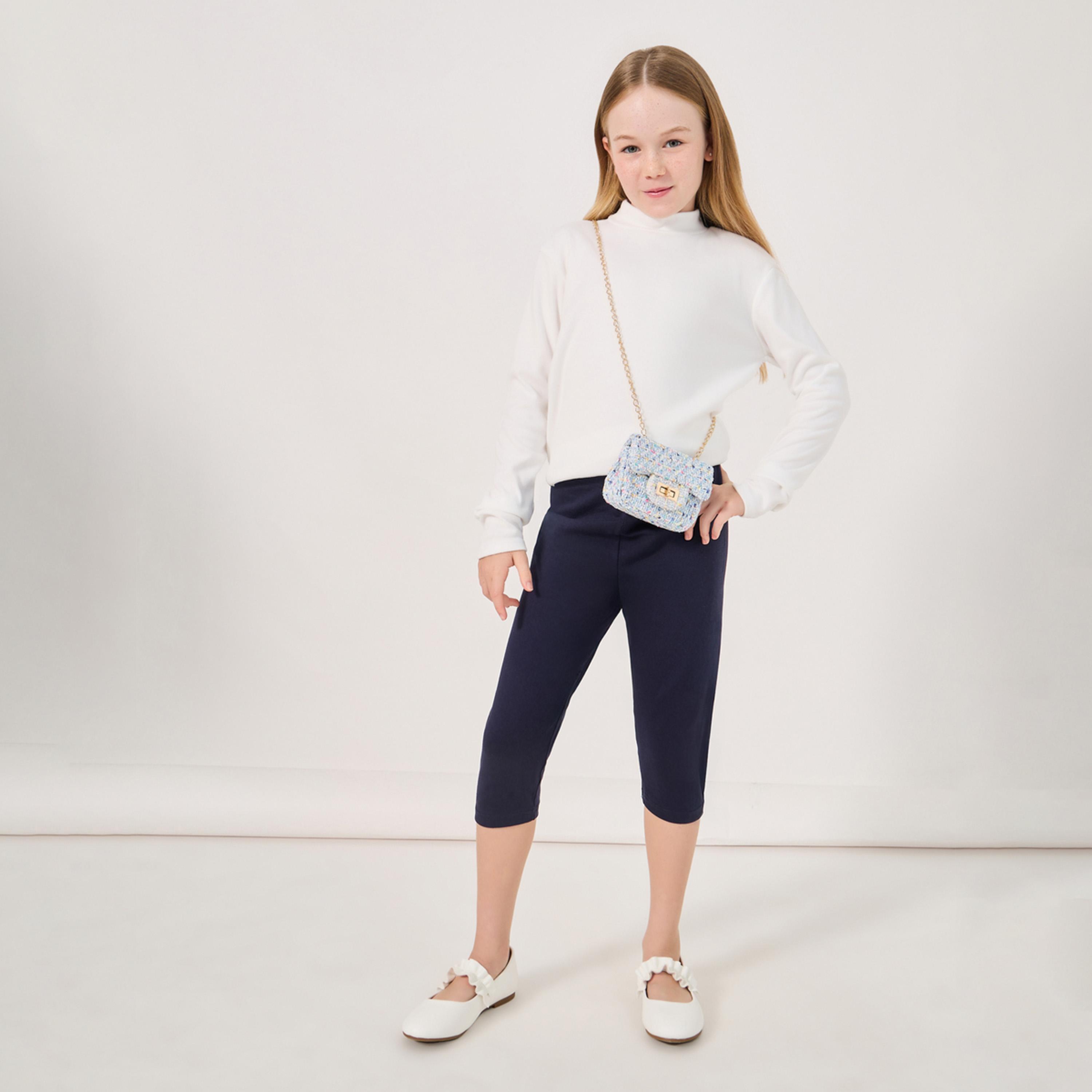 ستايلي - ليقنز برمودا سادة بحزام خصر مطاطي-girls-clothing-bottoms-leggings-image-2