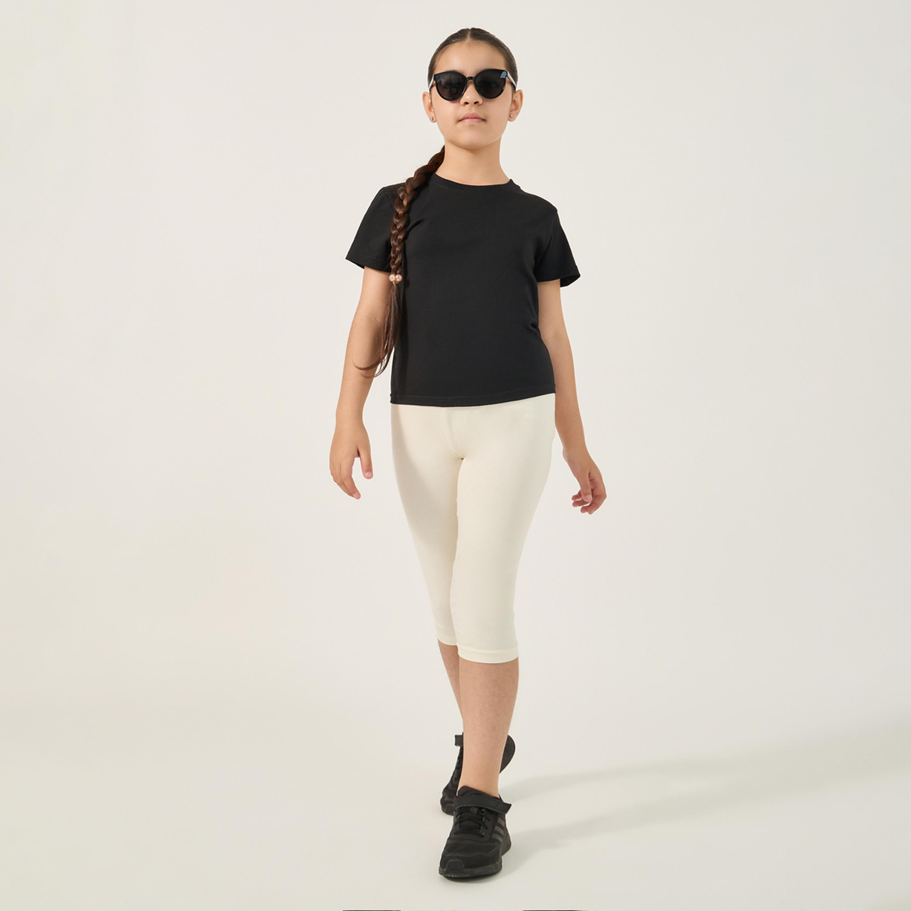 ستايلي - ليقنز برمودا سادة مع حزام خصر مطاطي-girls-clothing-bottoms-leggings-image-1