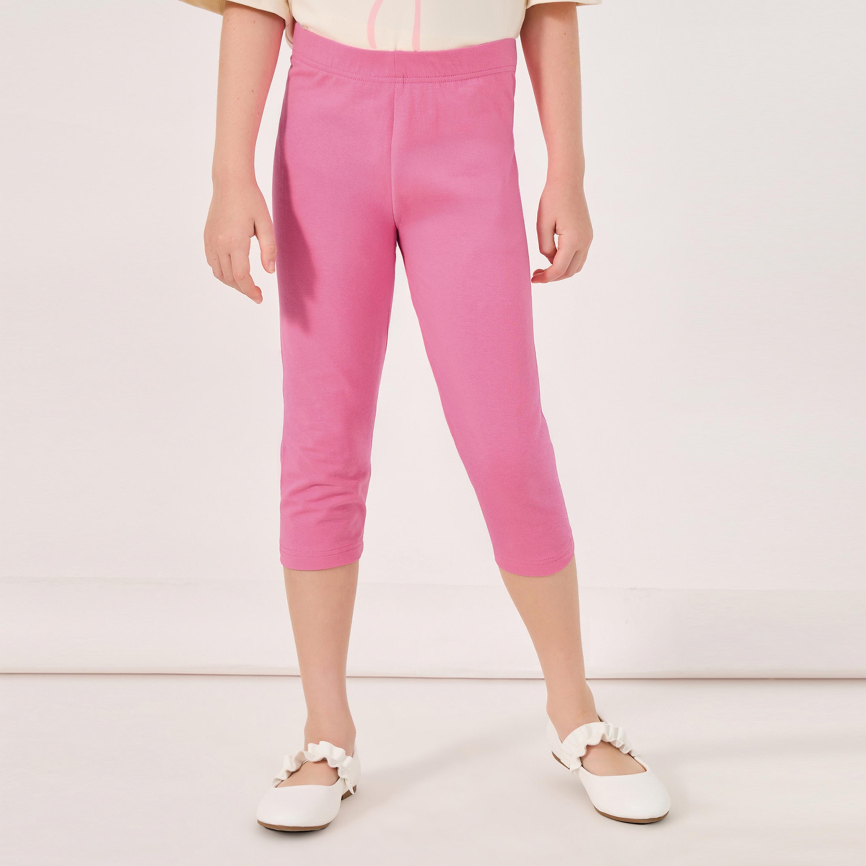 ستايلي - ليقنز برمودا سادة بحزام خصر مطاطي-girls-clothing-bottoms-jeansandjeggings-image-1