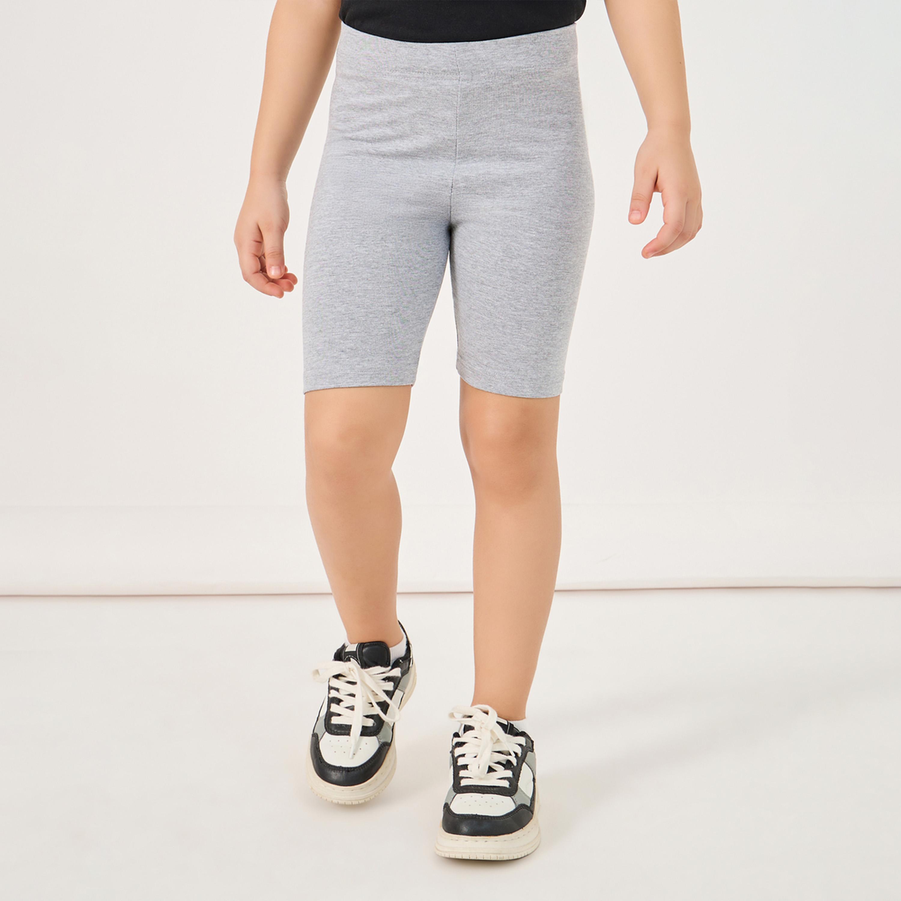 Styli Solid Cycling Cotton Shorts-girls-clothing-bottoms-leggings-image-1