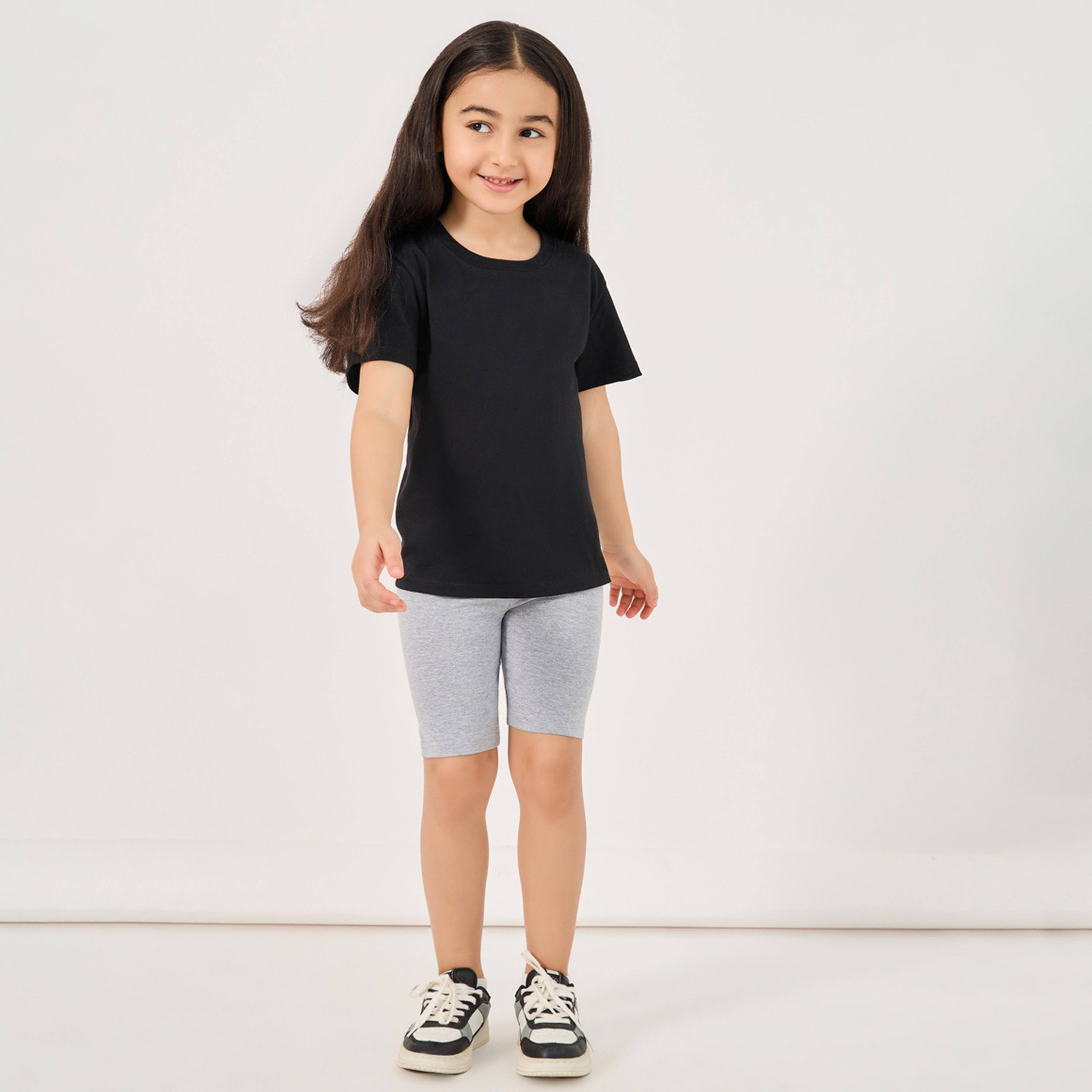 Styli Solid Cycling Cotton Shorts-girls-clothing-bottoms-leggings-image-2