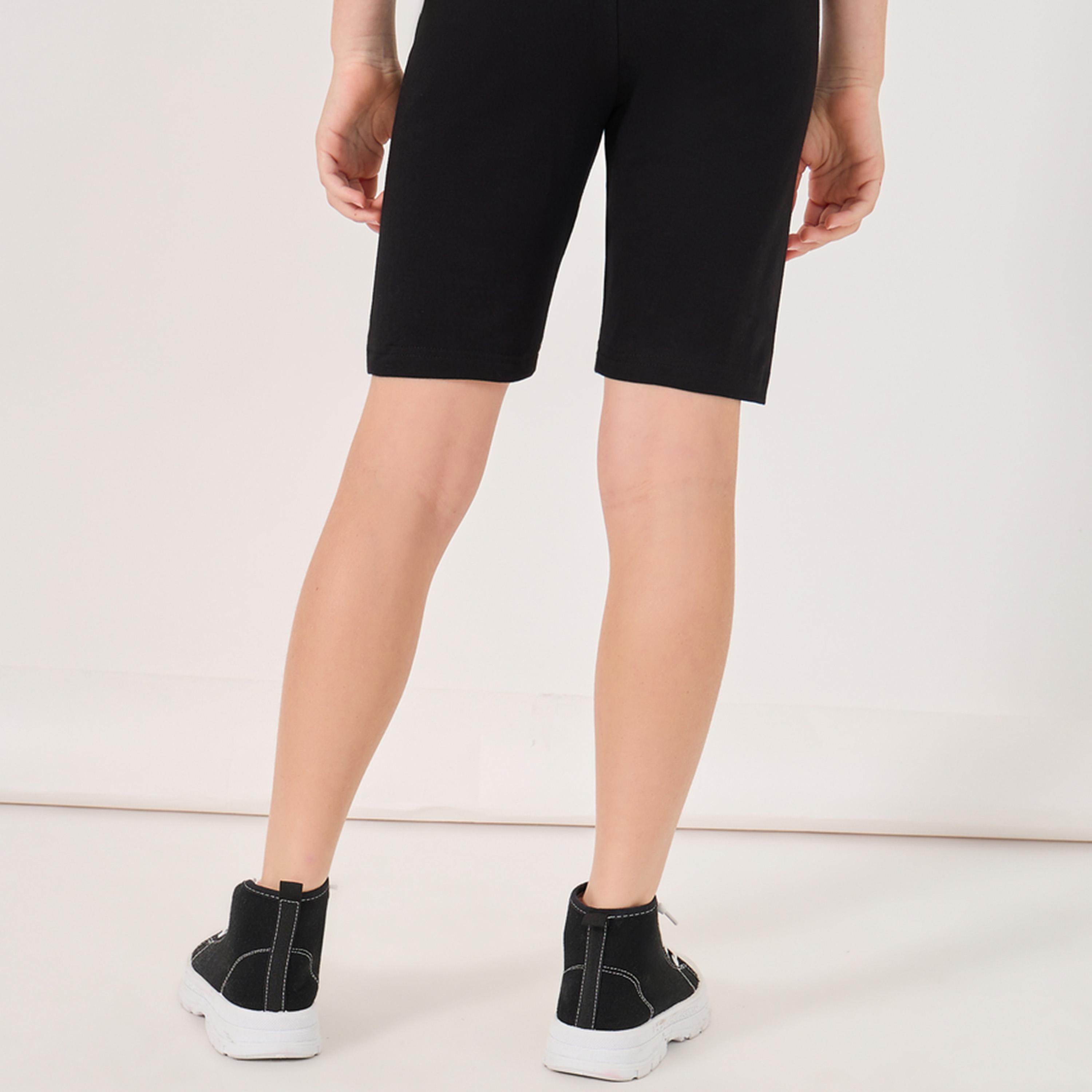 Styli Solid Shorts with Elastic Waistband-girls-clothing-bottoms-shorts-image-4