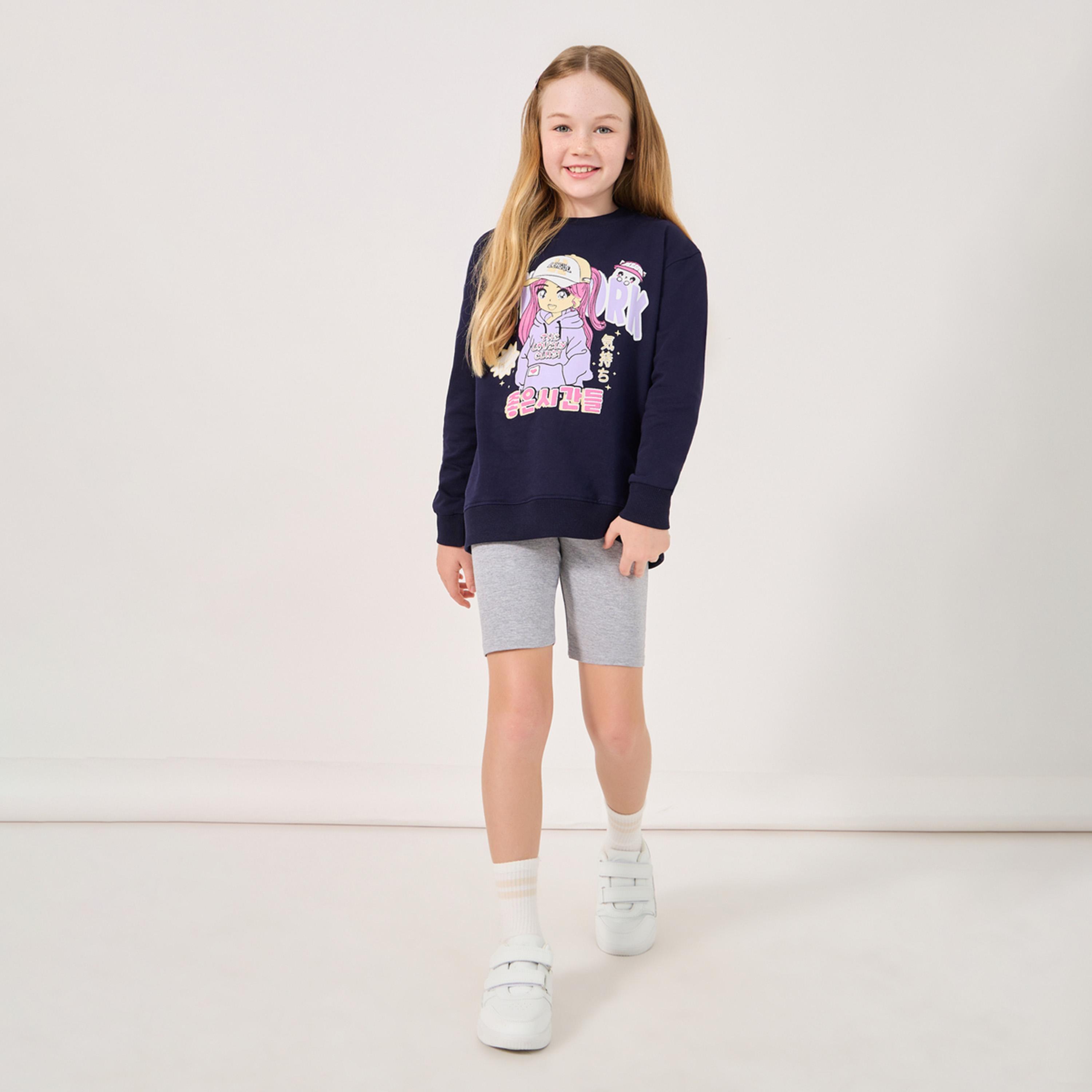 Styli Solid Shorts with Elastic Waistband-girls-clothing-bottoms-shorts-image-2