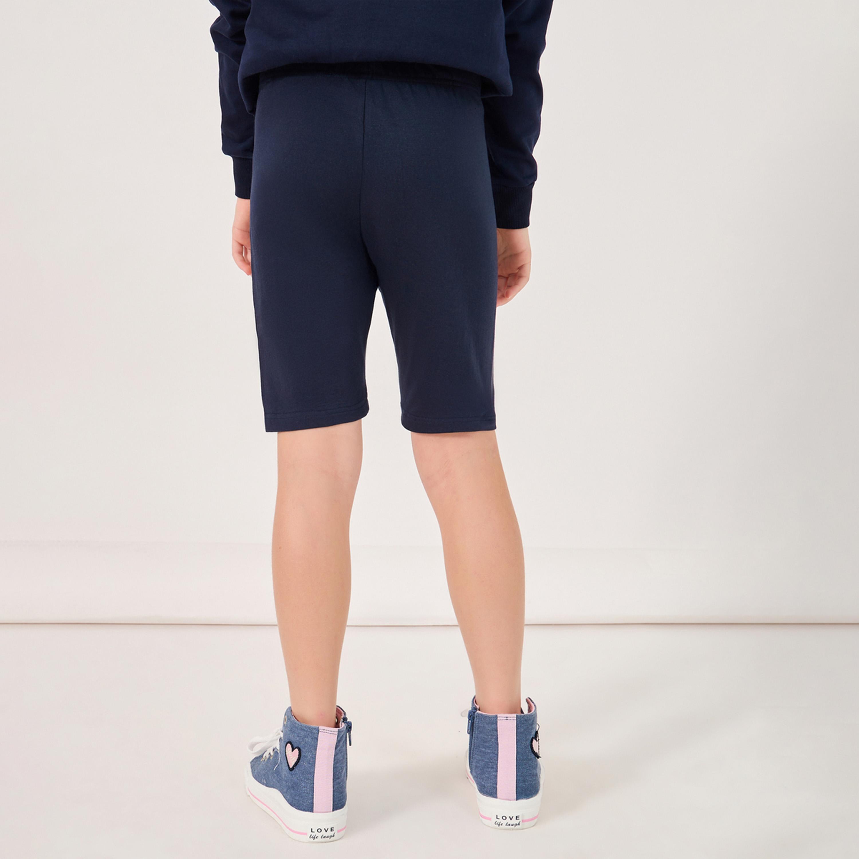 Styli Solid Shorts with Elastic Waistband-girls-clothing-bottoms-leggings-image-4