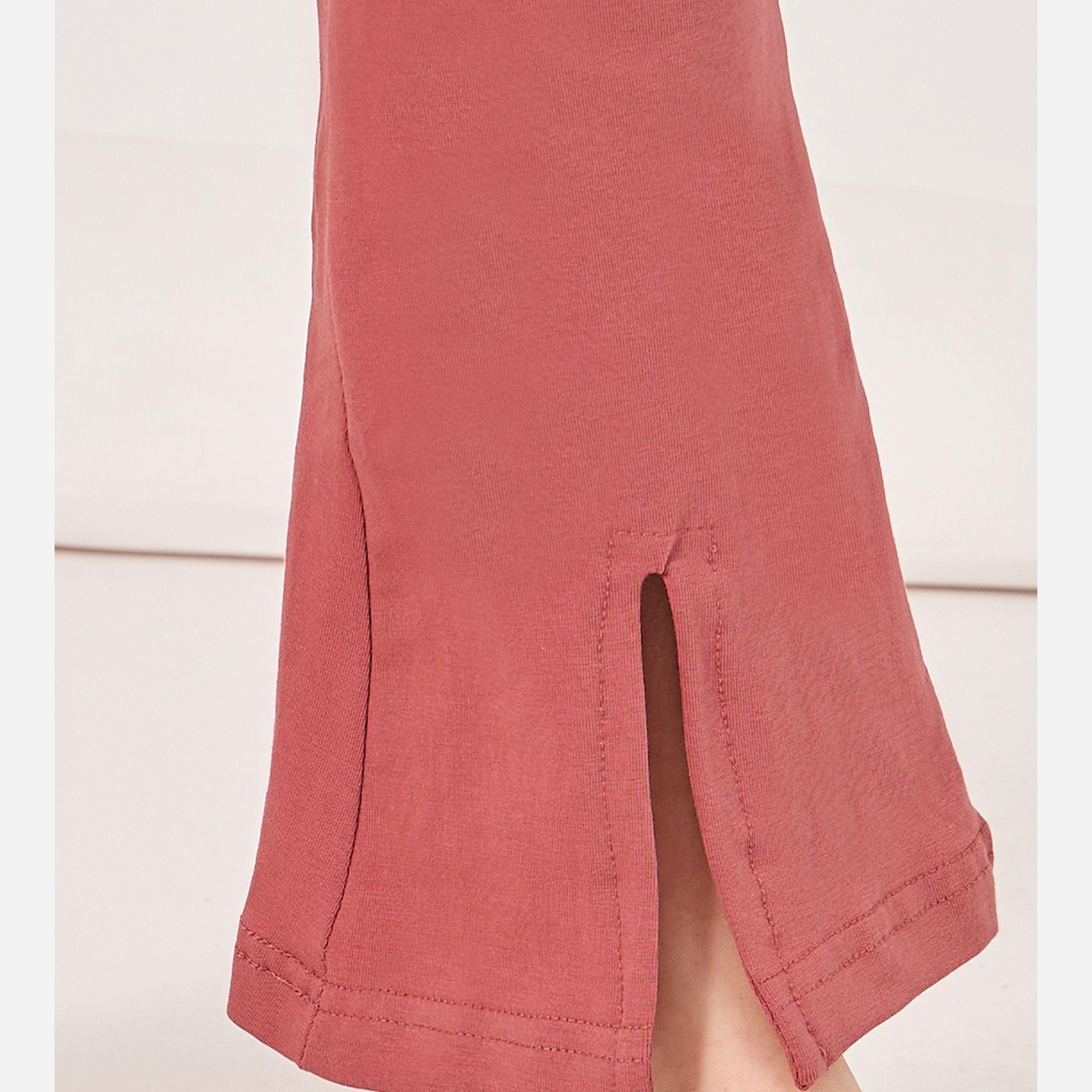 ستايلي - بنطال ضيق سادة بتفاصيل شق أمامي-girls-clothing-bottoms-leggings-image-2