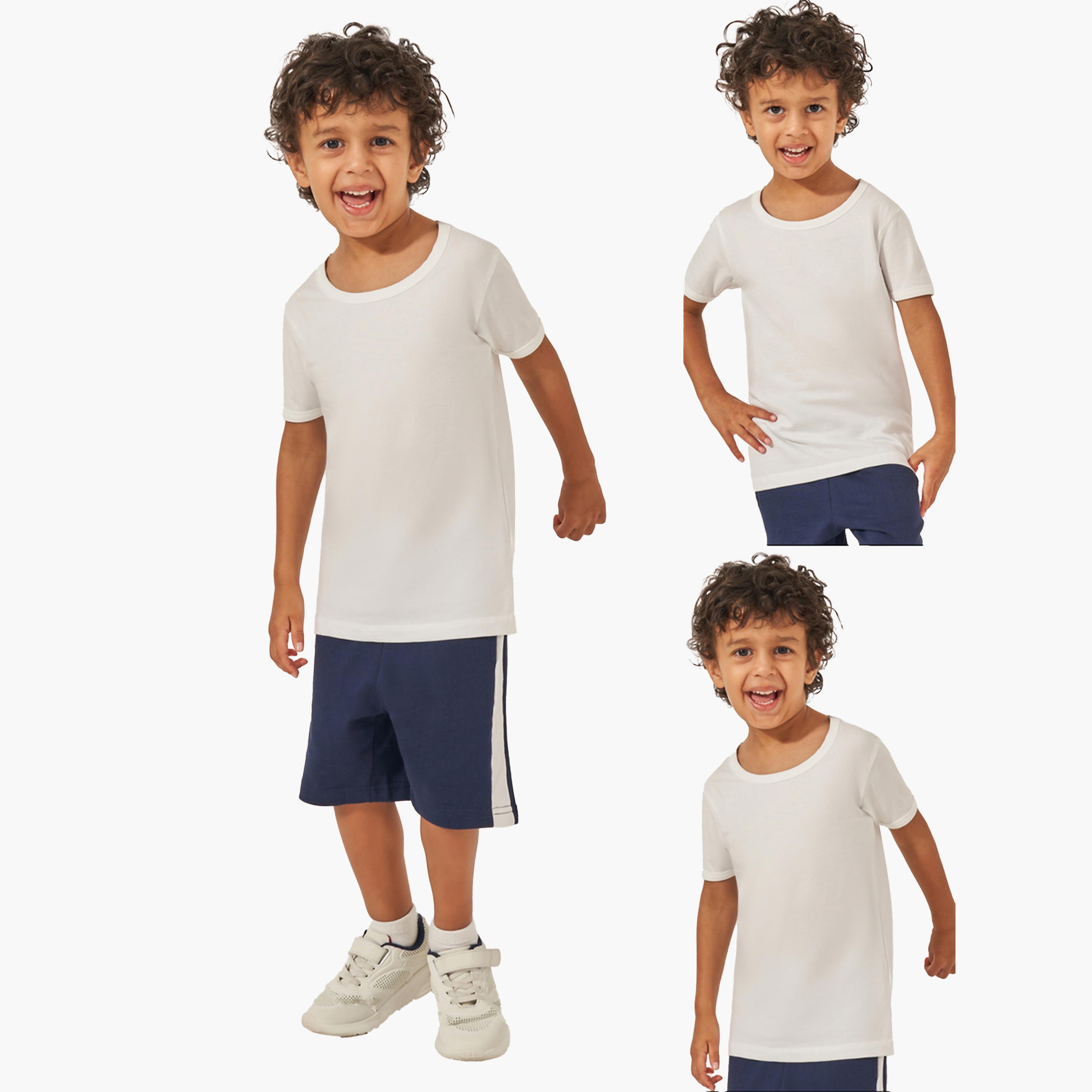 ستايلي - طقم قطعتين - سترة سادة بأكمام قصيرة-boys-clothing-innerwear-image-1