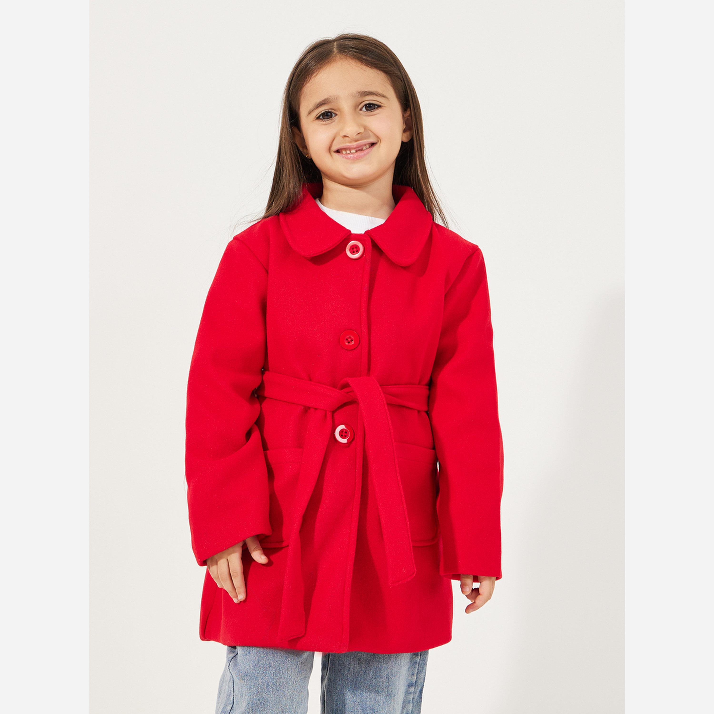 Styli Girls Wool Like Belted Coat-girls-clothing-jacketsandcoats-image-1
