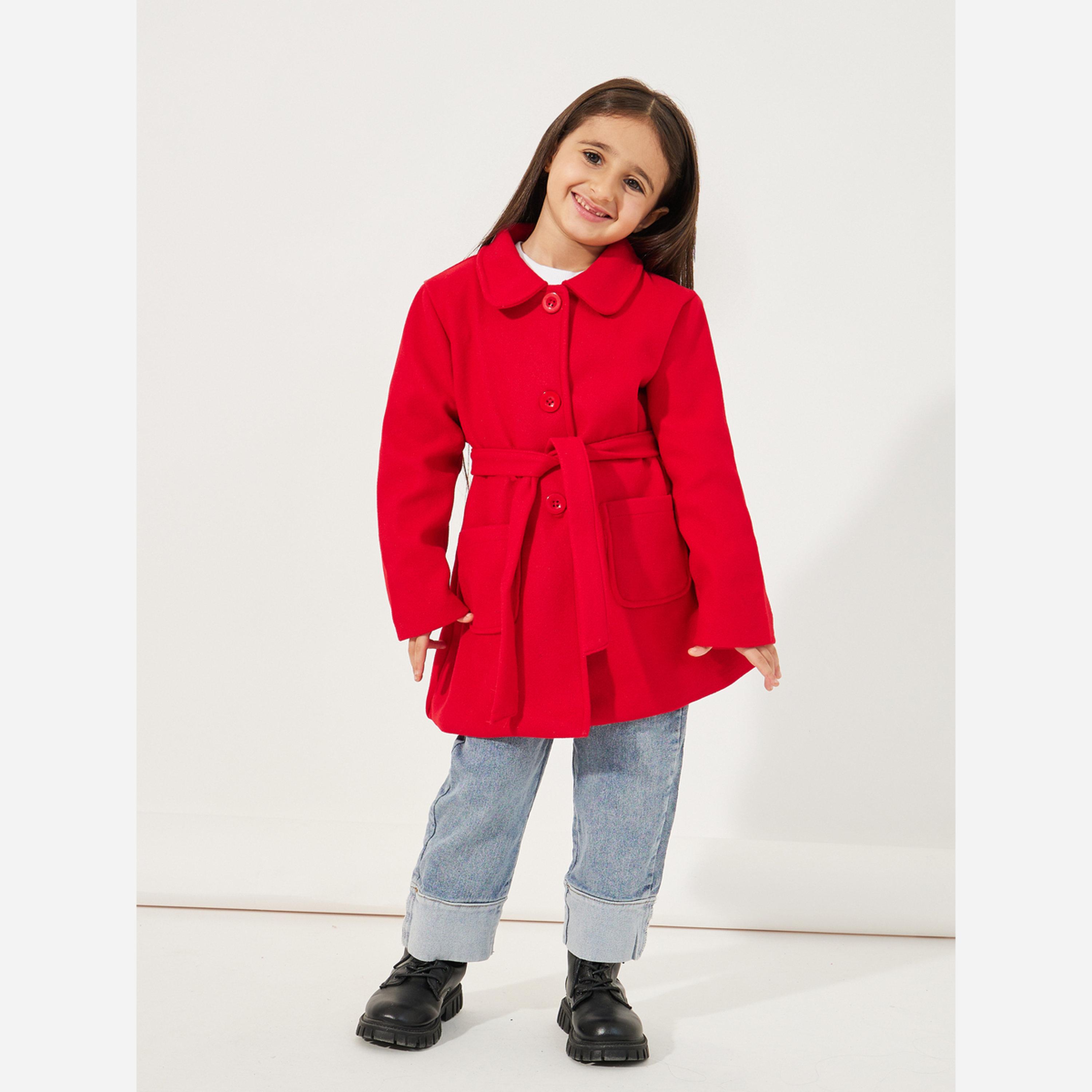 Styli Girls Wool Like Belted Coat-girls-clothing-jacketsandcoats-image-3
