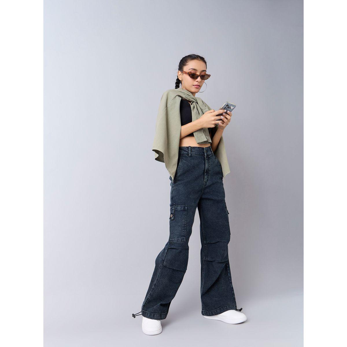 Noh-Voh X Styli  Panelled Acid Wash Side Pocket Cargo Jeans-girls-clothing-bottoms-jeansandjeggings-image-2
