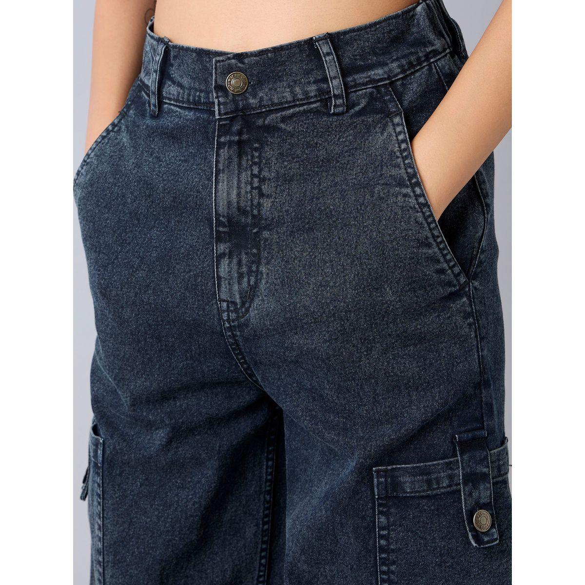 Noh-Voh X Styli  Panelled Acid Wash Side Pocket Cargo Jeans-girls-clothing-bottoms-jeansandjeggings-image-4